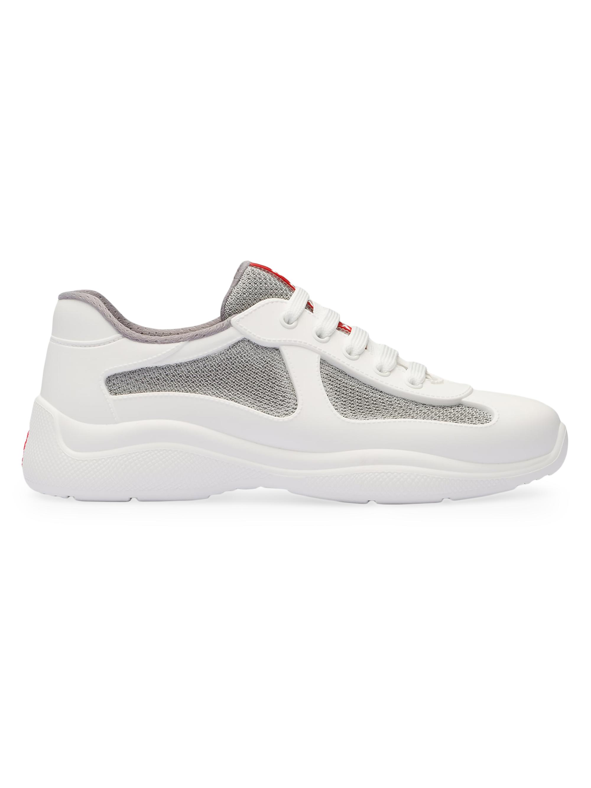 Prada Women's America's Cup Soft Rubber and Bike Fabric Sneakers - White