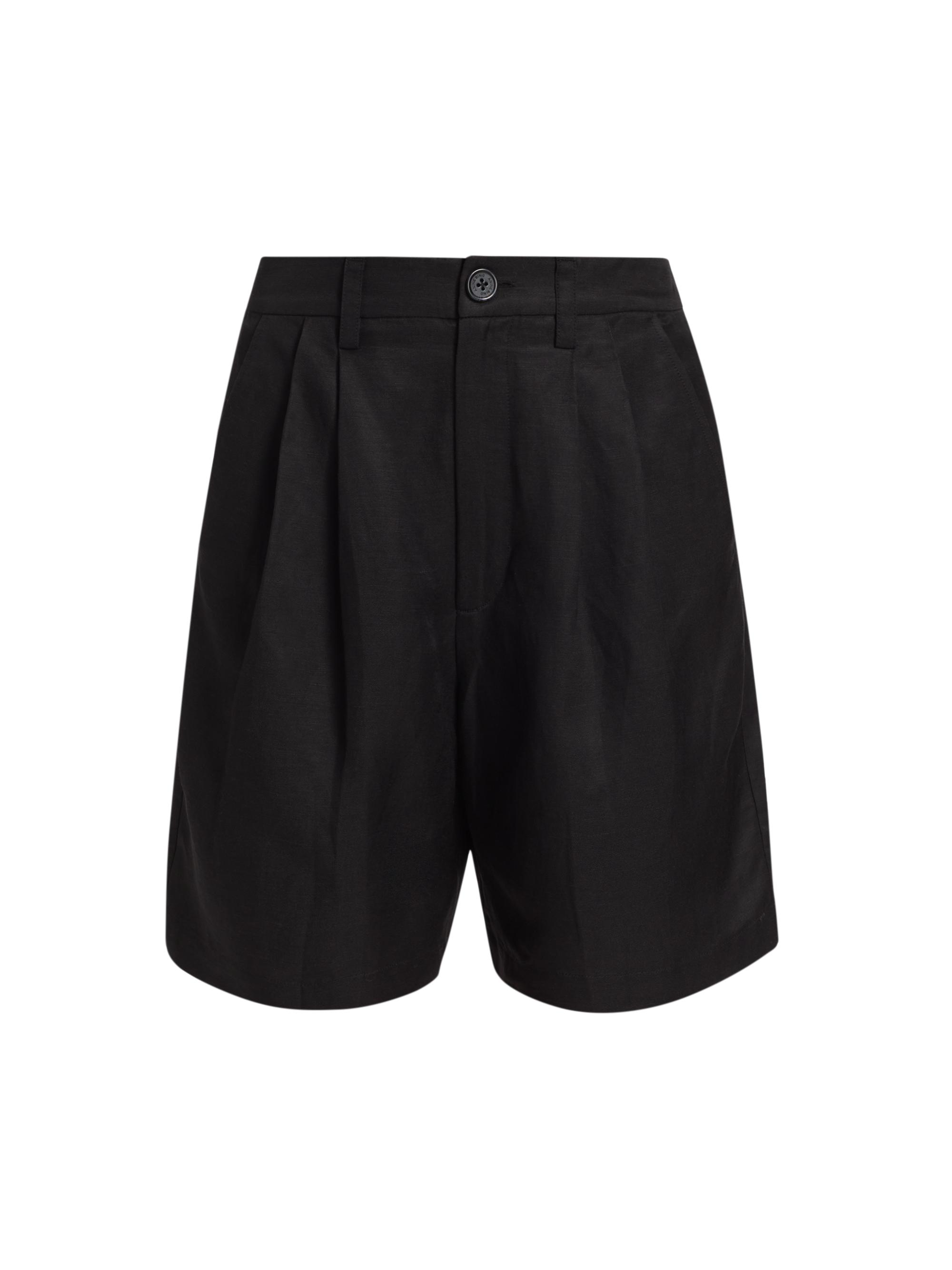 Anine Bing Women's Carrie Linen-Blend Tailored Shorts - Black Linen Blend