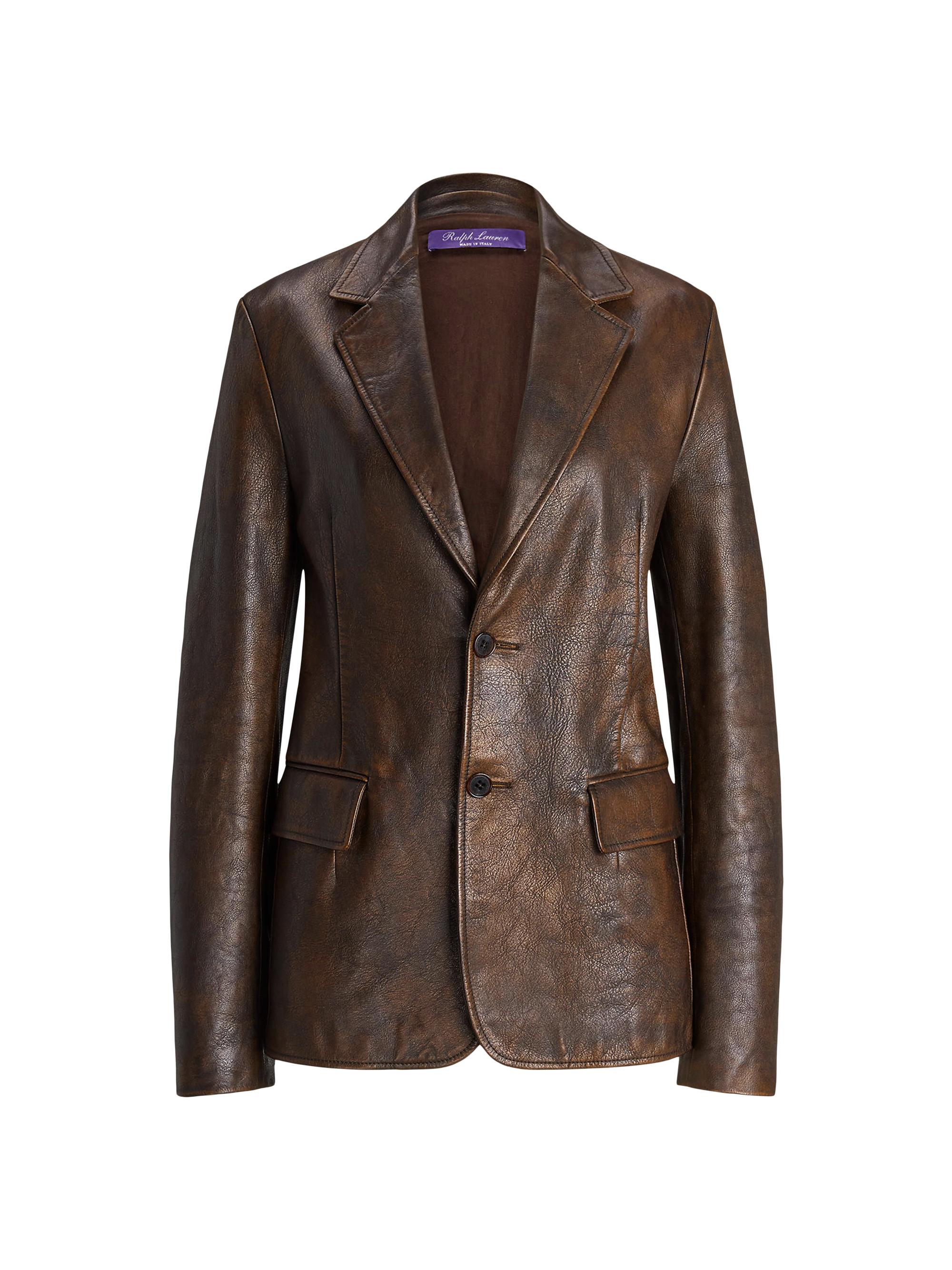Ralph Lauren Collection Women's Tomasso Distressed Leather Blazer - Mocha