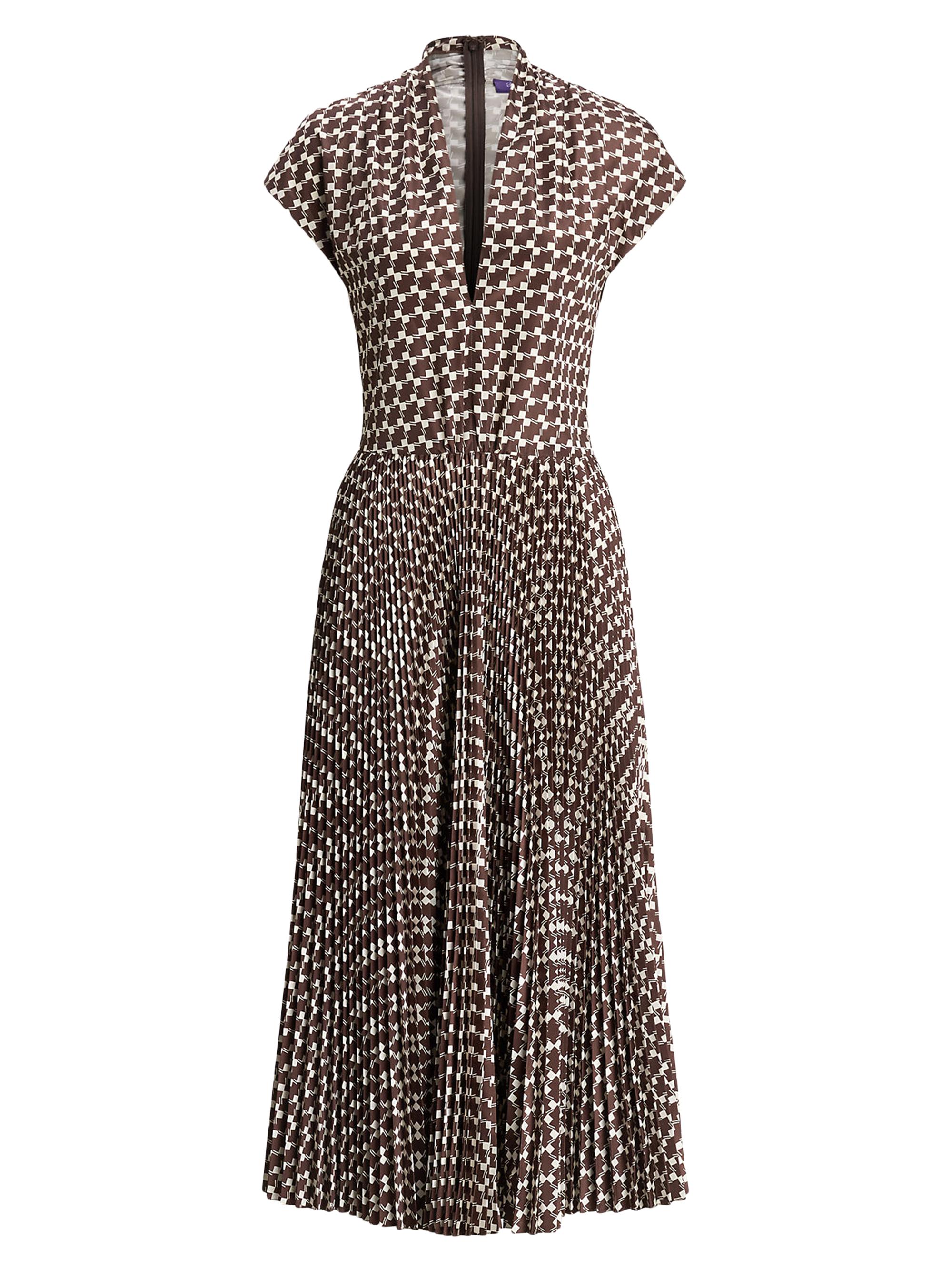 Ralph Lauren Collection Women's Remi Deco Wave Taffeta Shirtdress - Mocha Cream