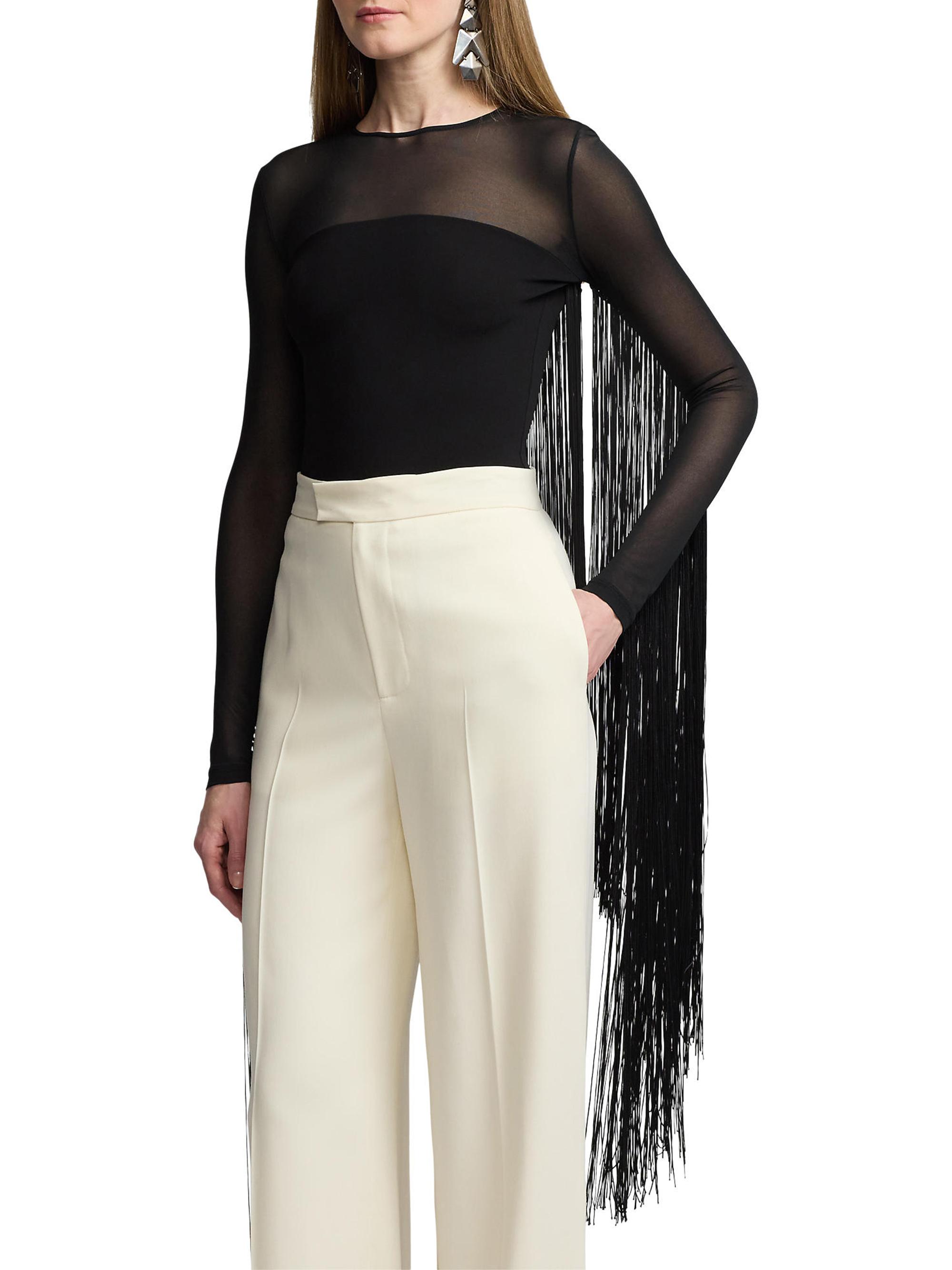 Ralph Lauren Collection Mesh Yoke Fringe Top | Saks Fifth Avenue