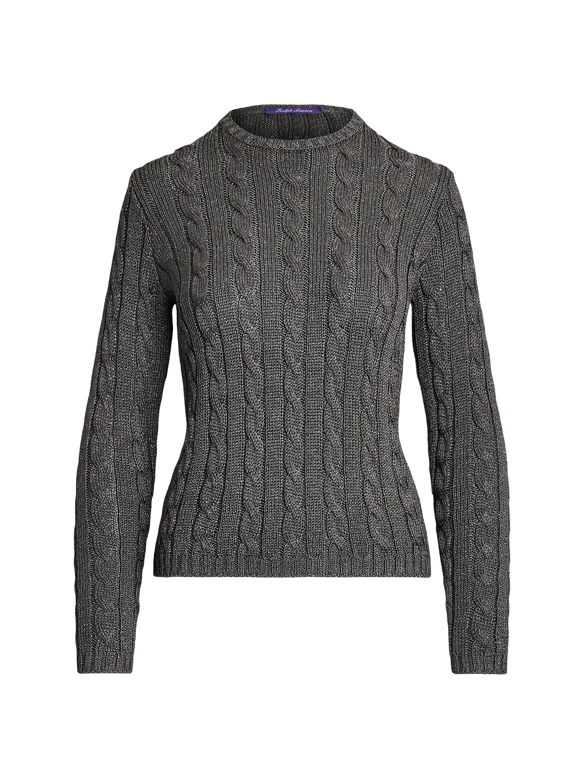 Ralph Lauren Collection Women's Silk-Blend Cable-Knit Sweater - Washed Black