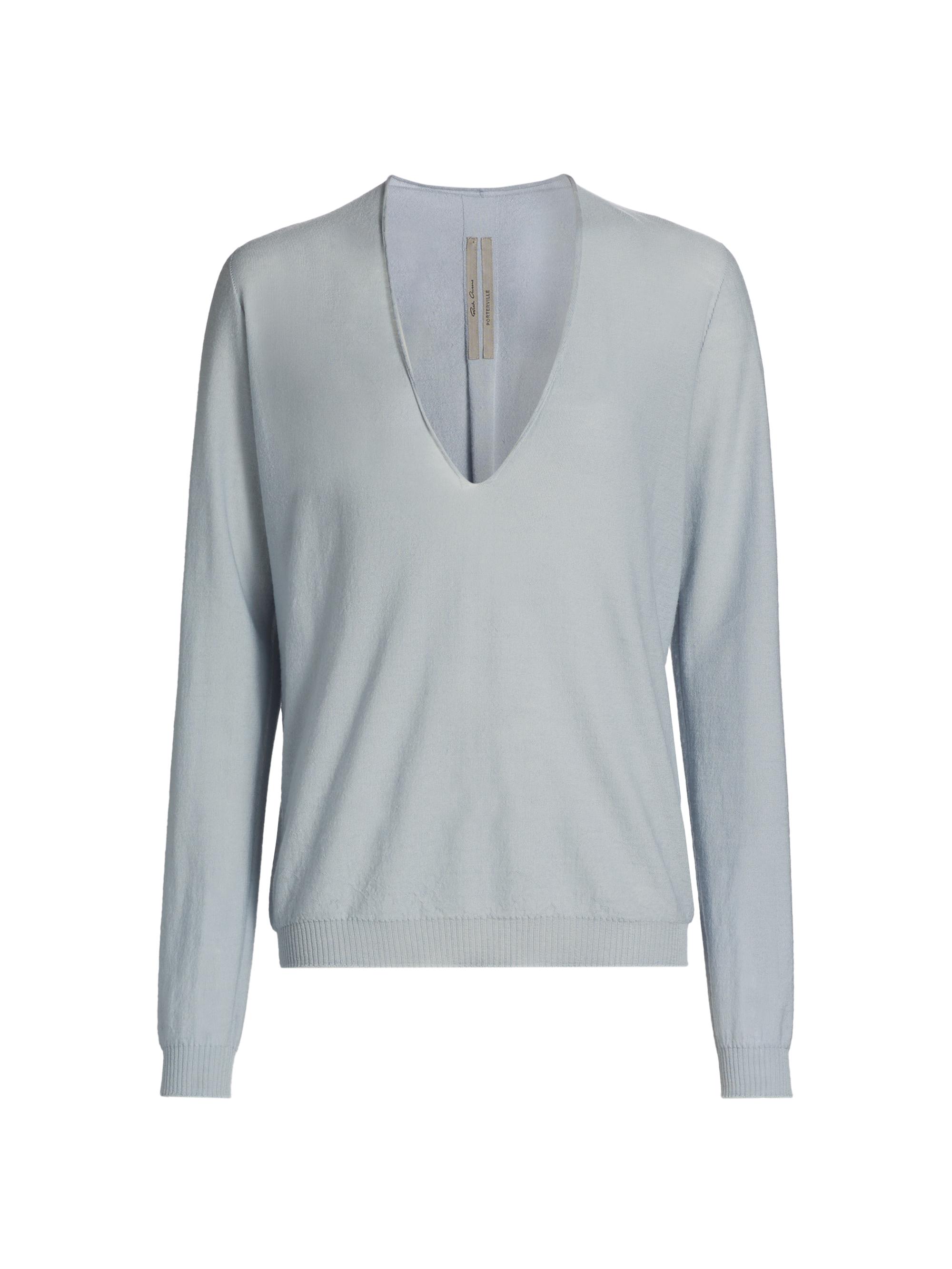 Rick Owens Women's Wool V-Neck Sweater - Pale Blue