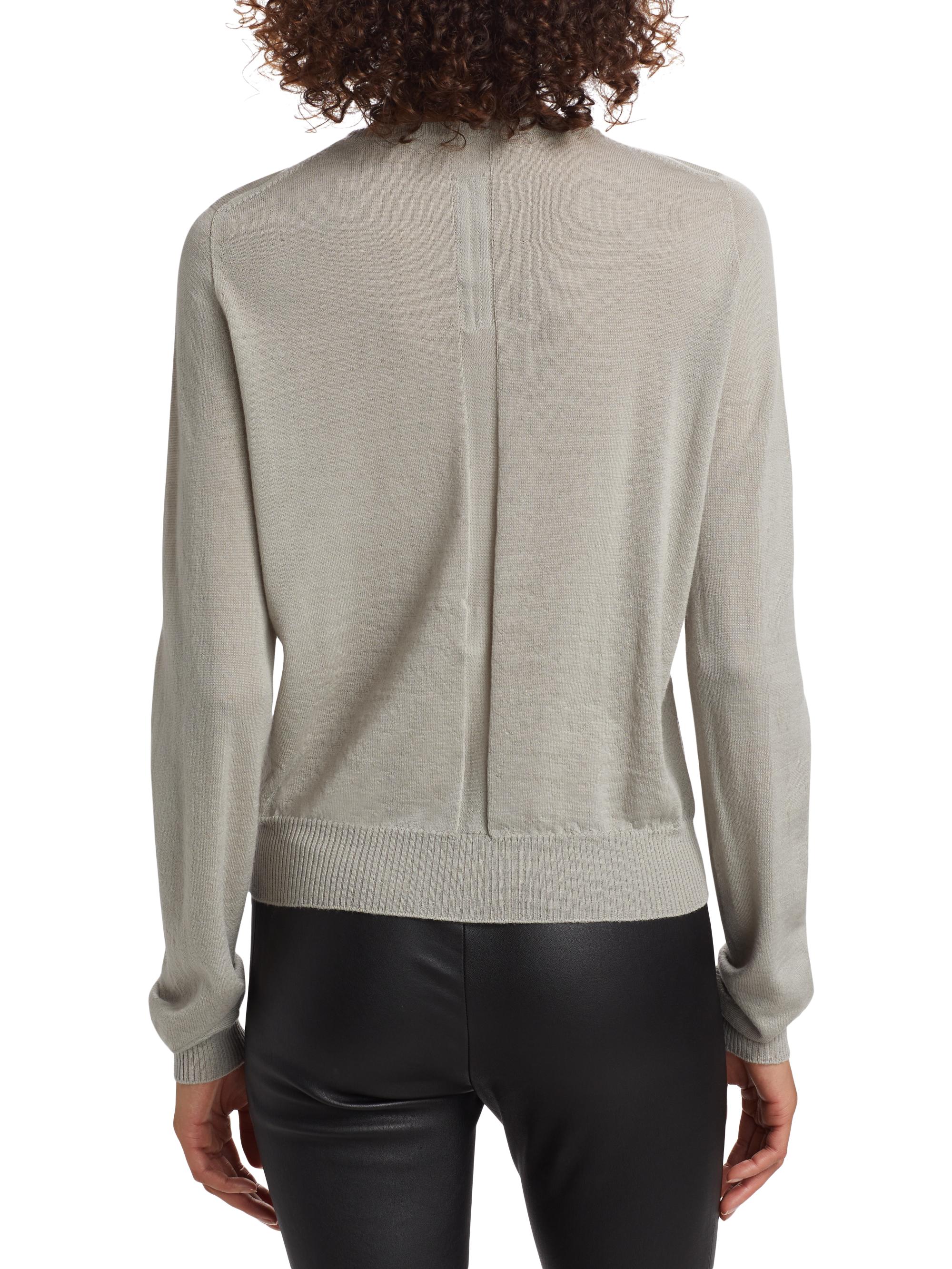 Rick Owens Women's Biker Wool Crewneck Sweater - Pearl | Thumbnail 4