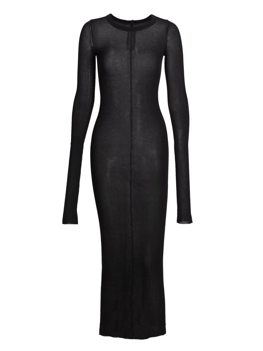 【関税込み】RICK OWENS Sheath dress with long sleeves RICK OWENS Black V-Back Maria Long Sleeve Zip Back Sheath