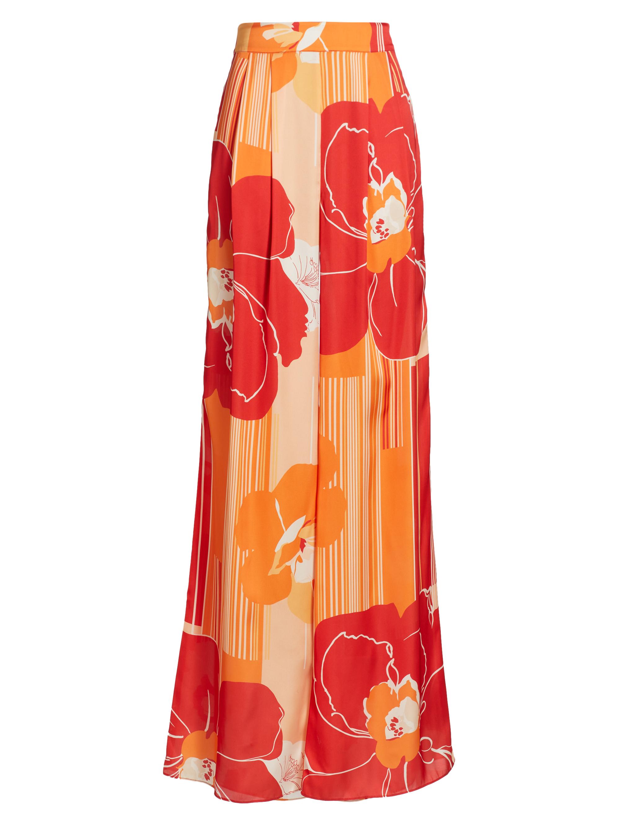 Ramy Brook Women's Claudia Floral Satin Wide-Leg Pants - Flame Amore