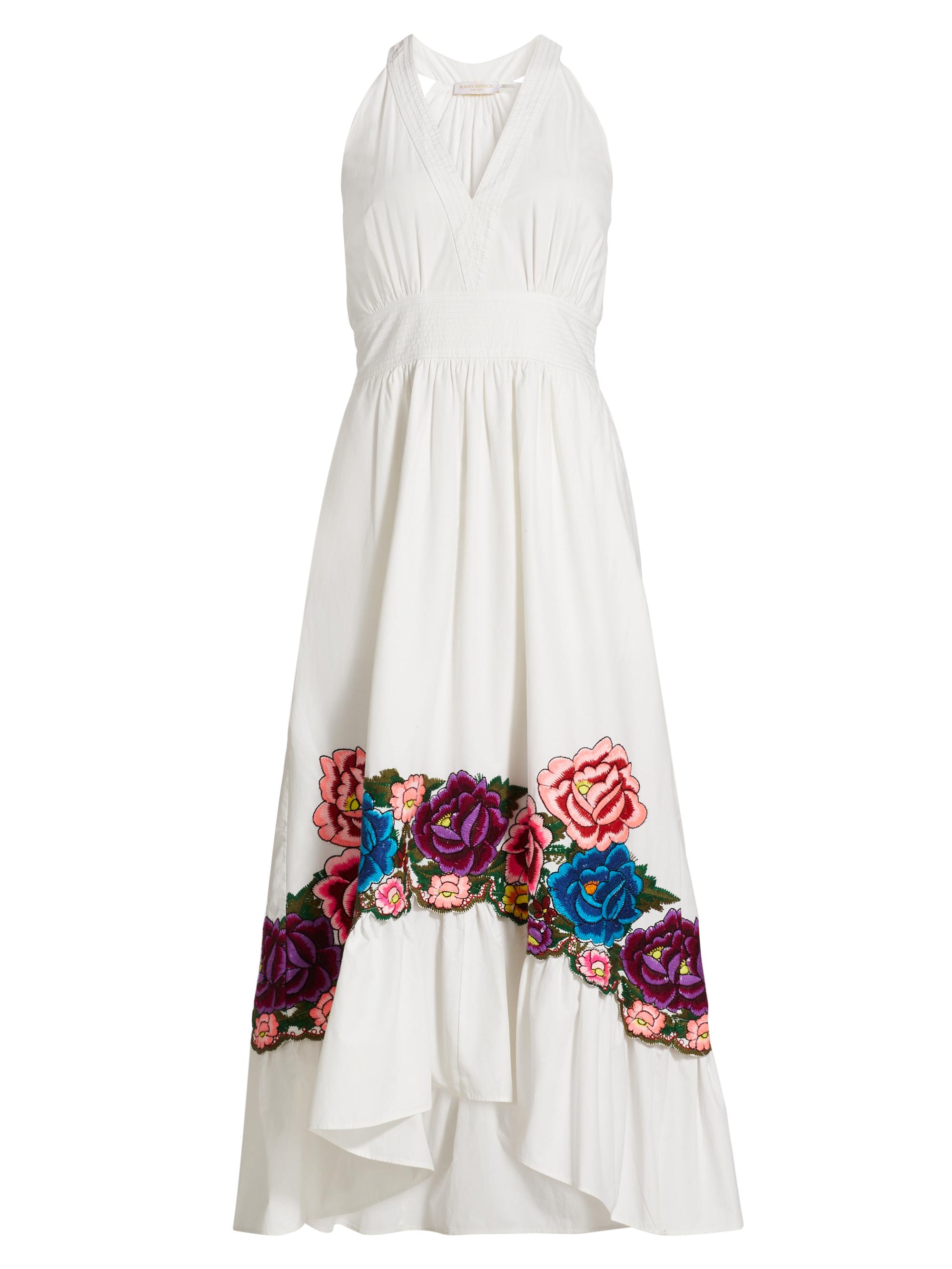 Ramy Brook Cordelia Cotton Floral-Embroidered Midi-Dress