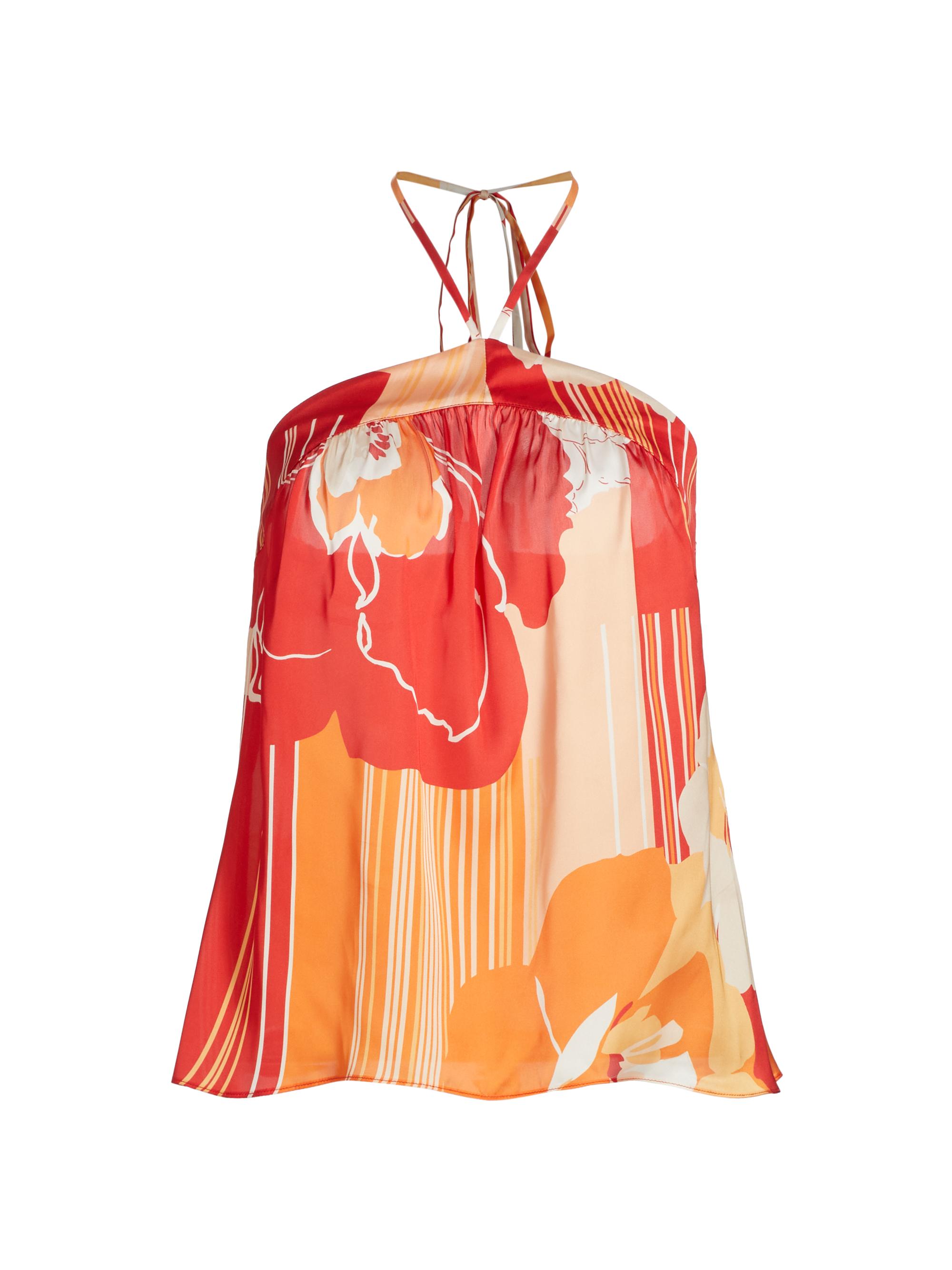 Ramy Brook Women's Eunice Floral Satin Halter Top - Flame Amore
