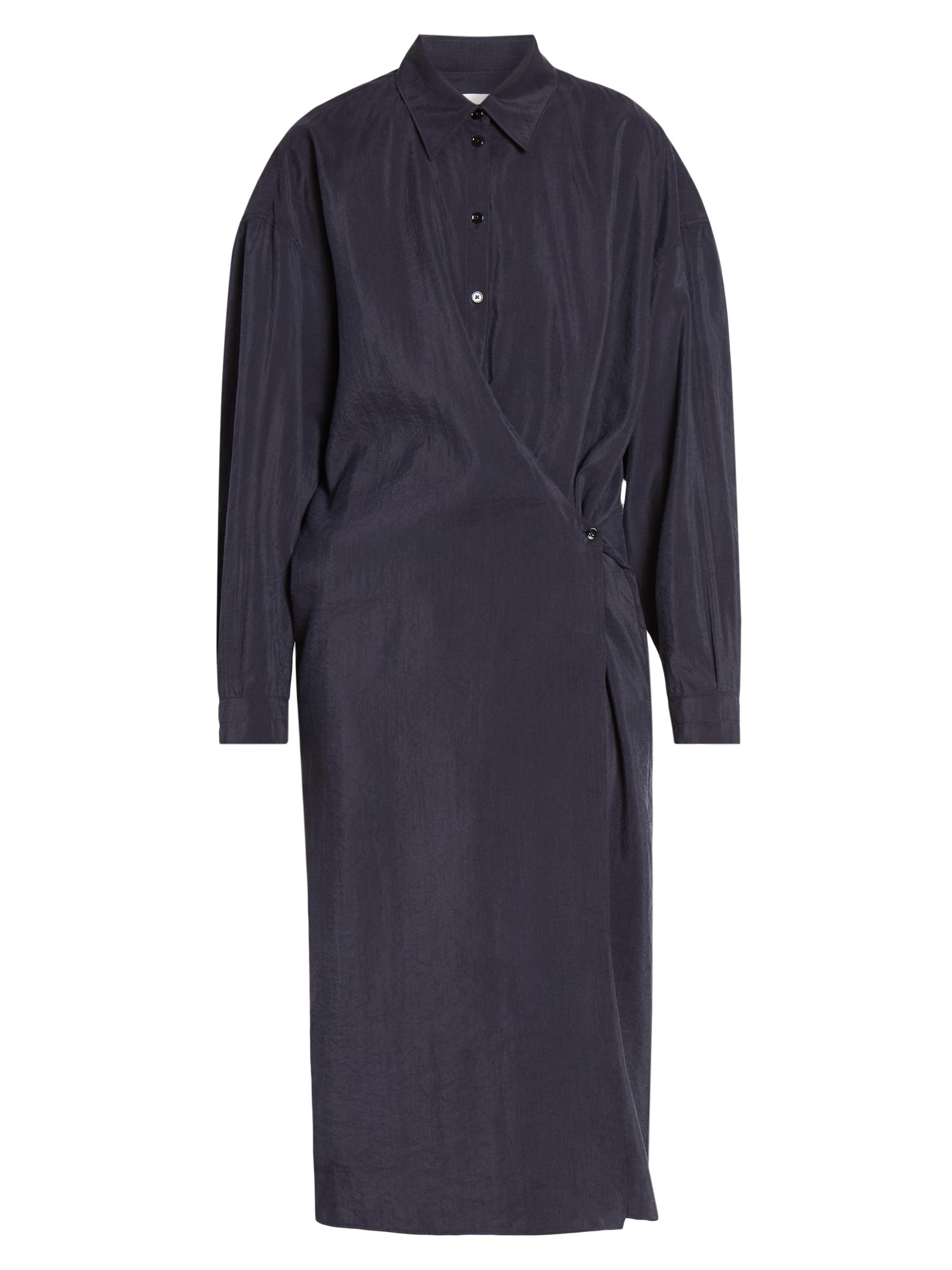 Lemaire Women's Twisted Silk-Blend Shirtdress - Midnight Violet
