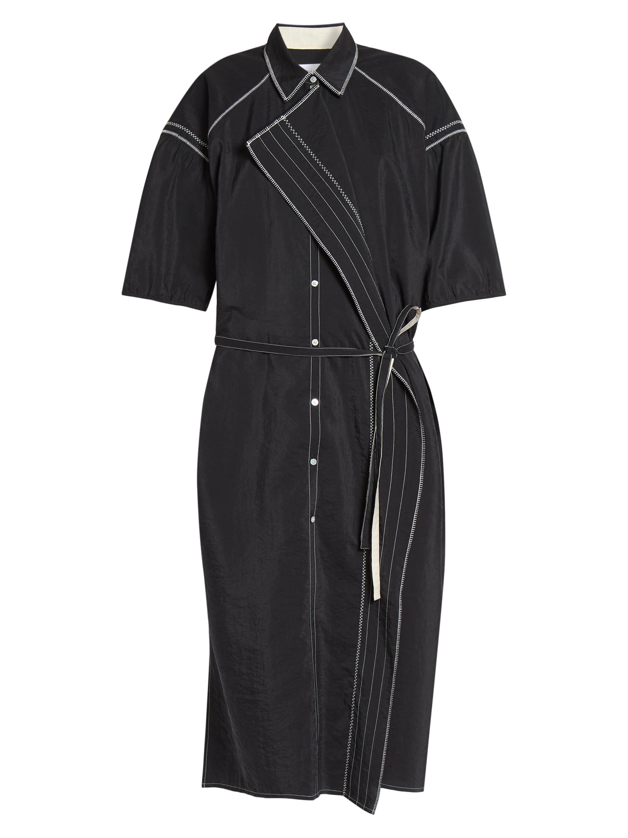 Lemaire Women's Embroidered Asymmetrical Shirtdress - Black