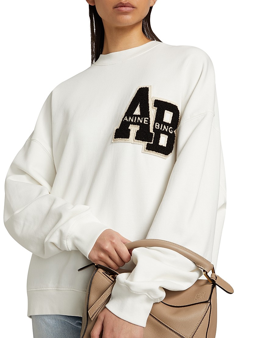 Shop Anine Bing Miles Cotton Sweatshirt | Saks Fifth Avenue Shop Anine Bing Miles Cotton Sweatshirt | Saks Fifth Avenue