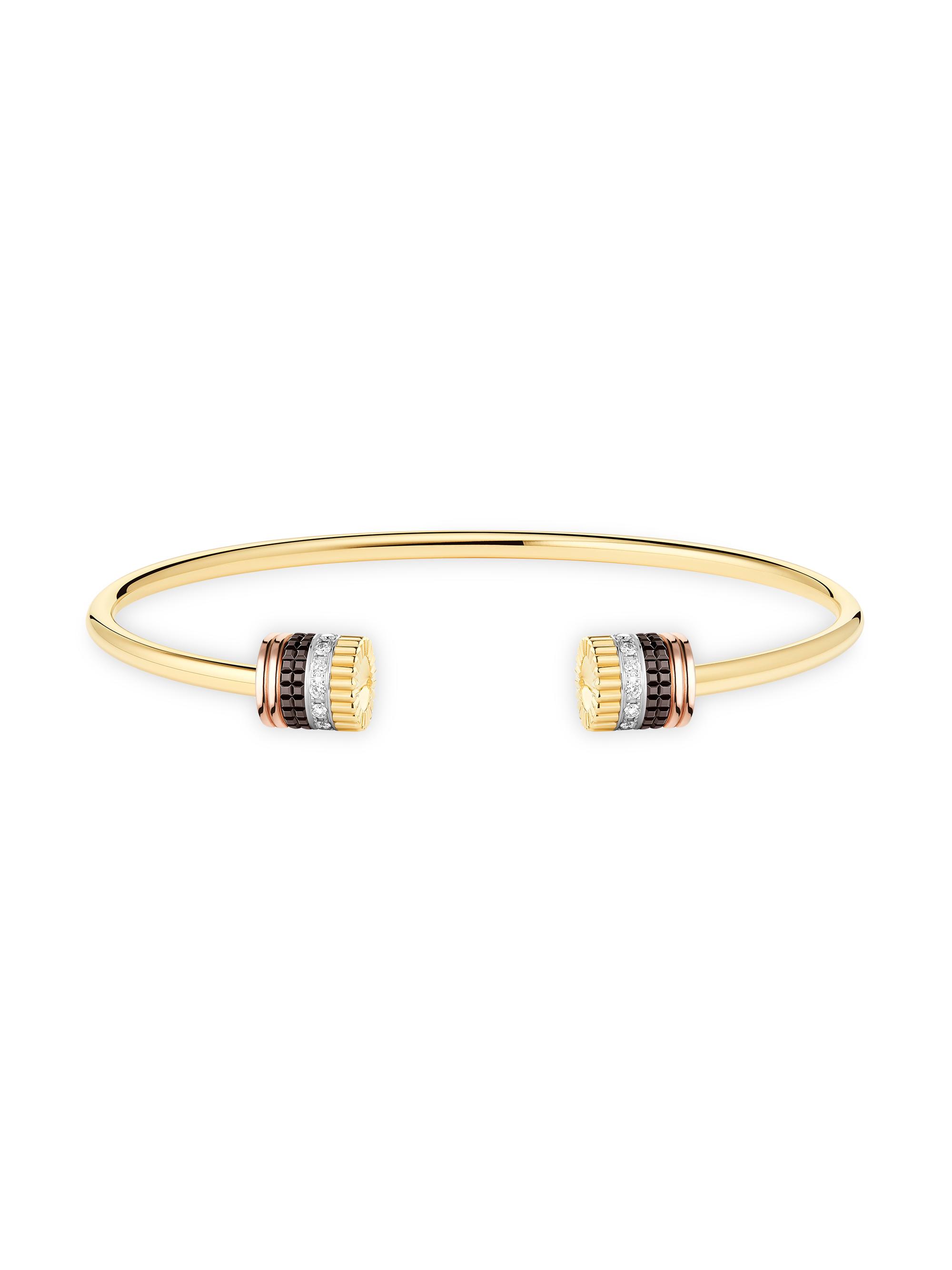 Boucheron Women's Quatre Classique Tri-Tone 18K Gold, 0.23 TCW Diamond & PVD Cuff - Yellow Gold