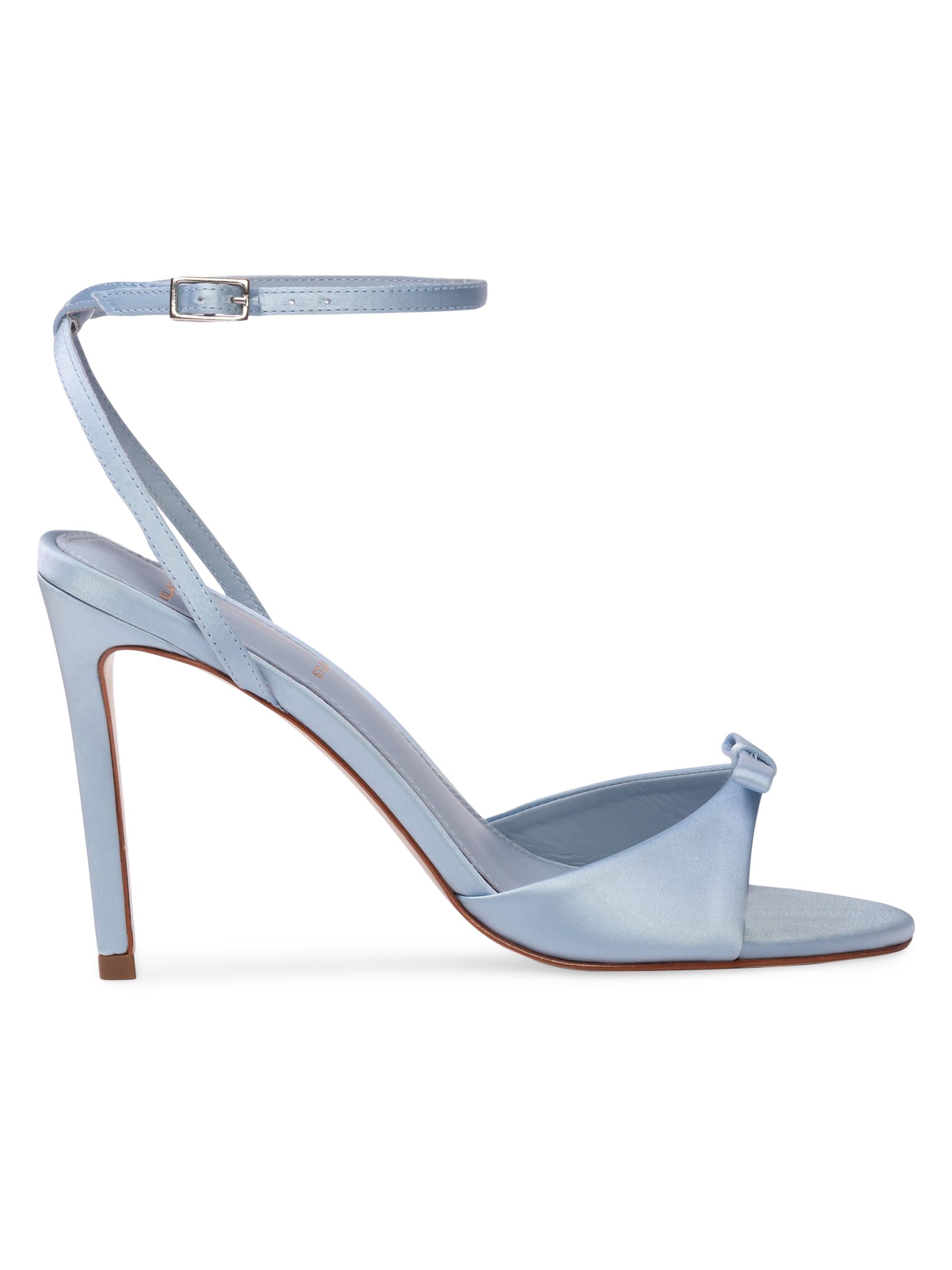 Black Suede Studio Women's Albie 100MM Satin High Heel Sandals - Blue Fog