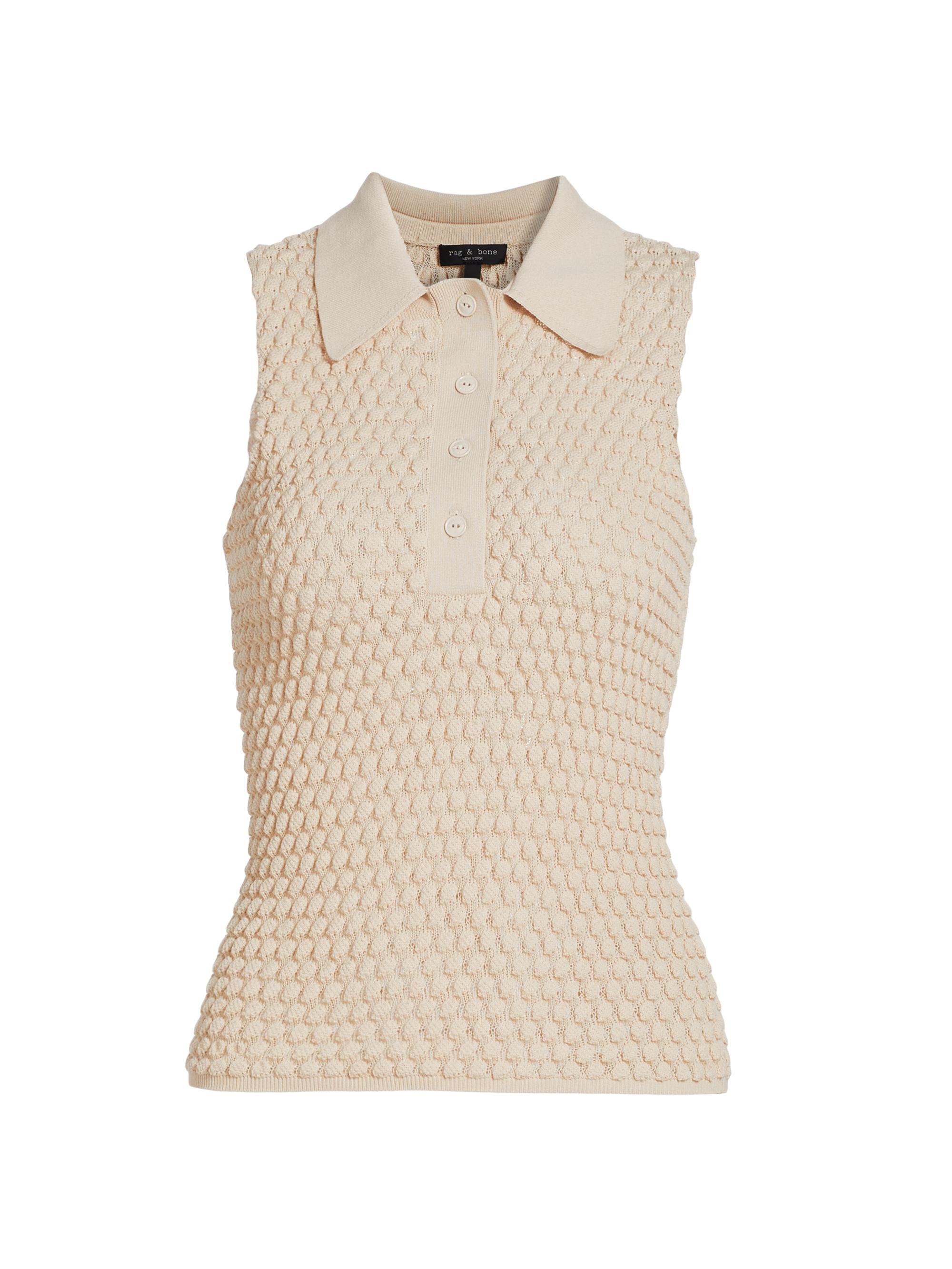 rag & bone Women's Georgia Sleeveless Knit Polo Top - Beige
