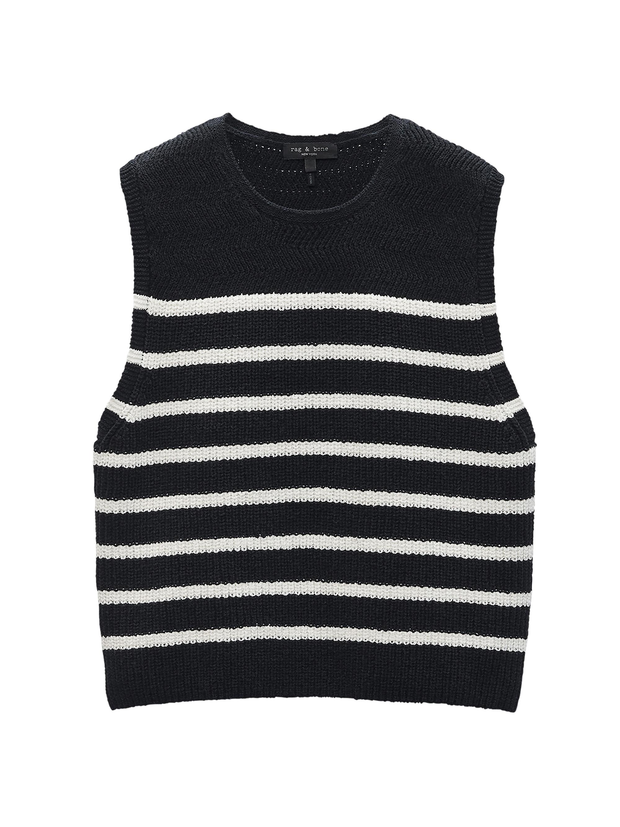 rag & bone Women's Jen Striped Knit Tank Top - Black