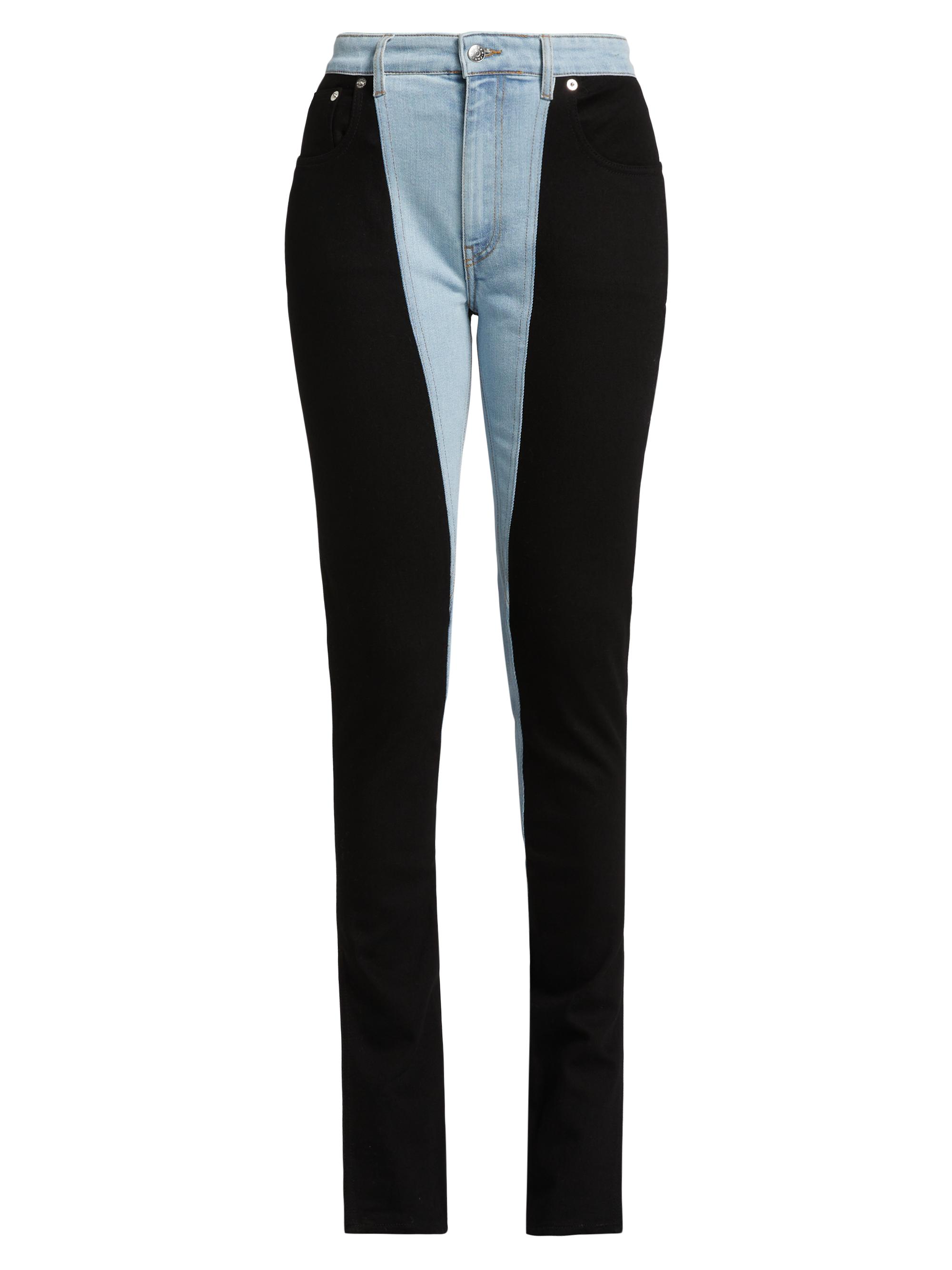 Mugler Women's Mix Media Skinny Jeans - Tokyo Blue Black