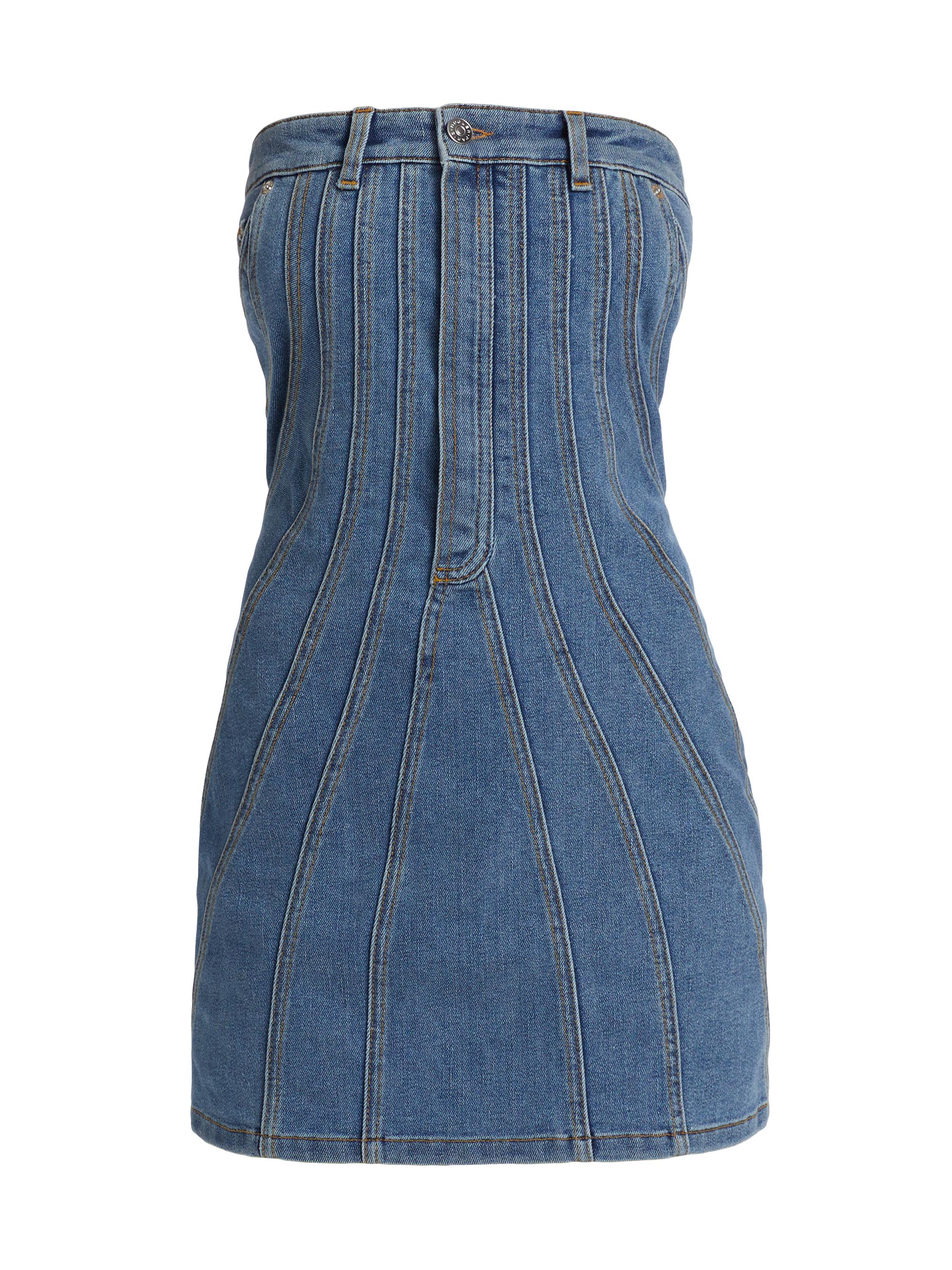 Mugler Women's Denim Strapless Minidress - Tokyo Dark Blue