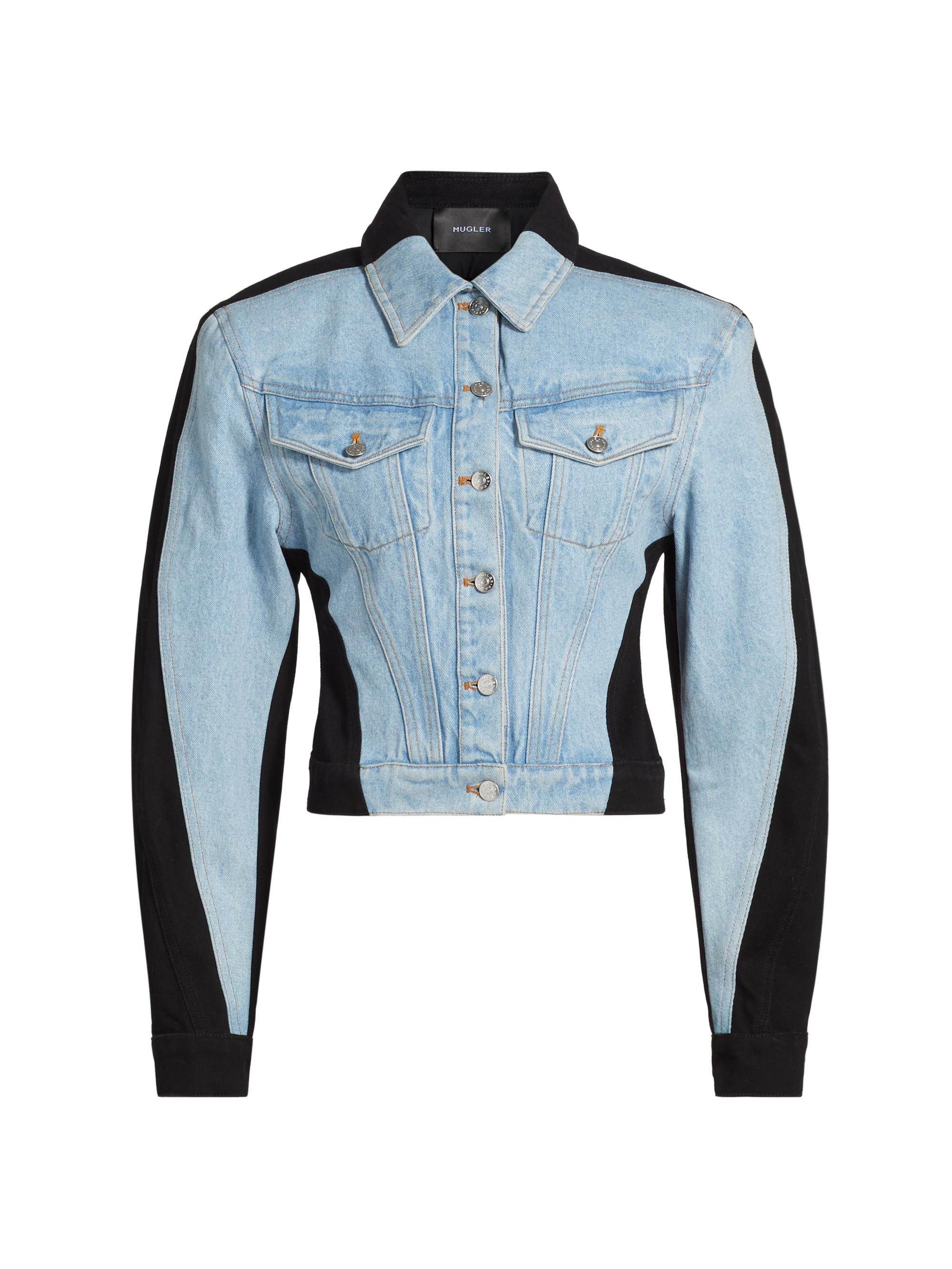 Mugler Women's Mix Media Denim Jacket - Tokyo Blue Black