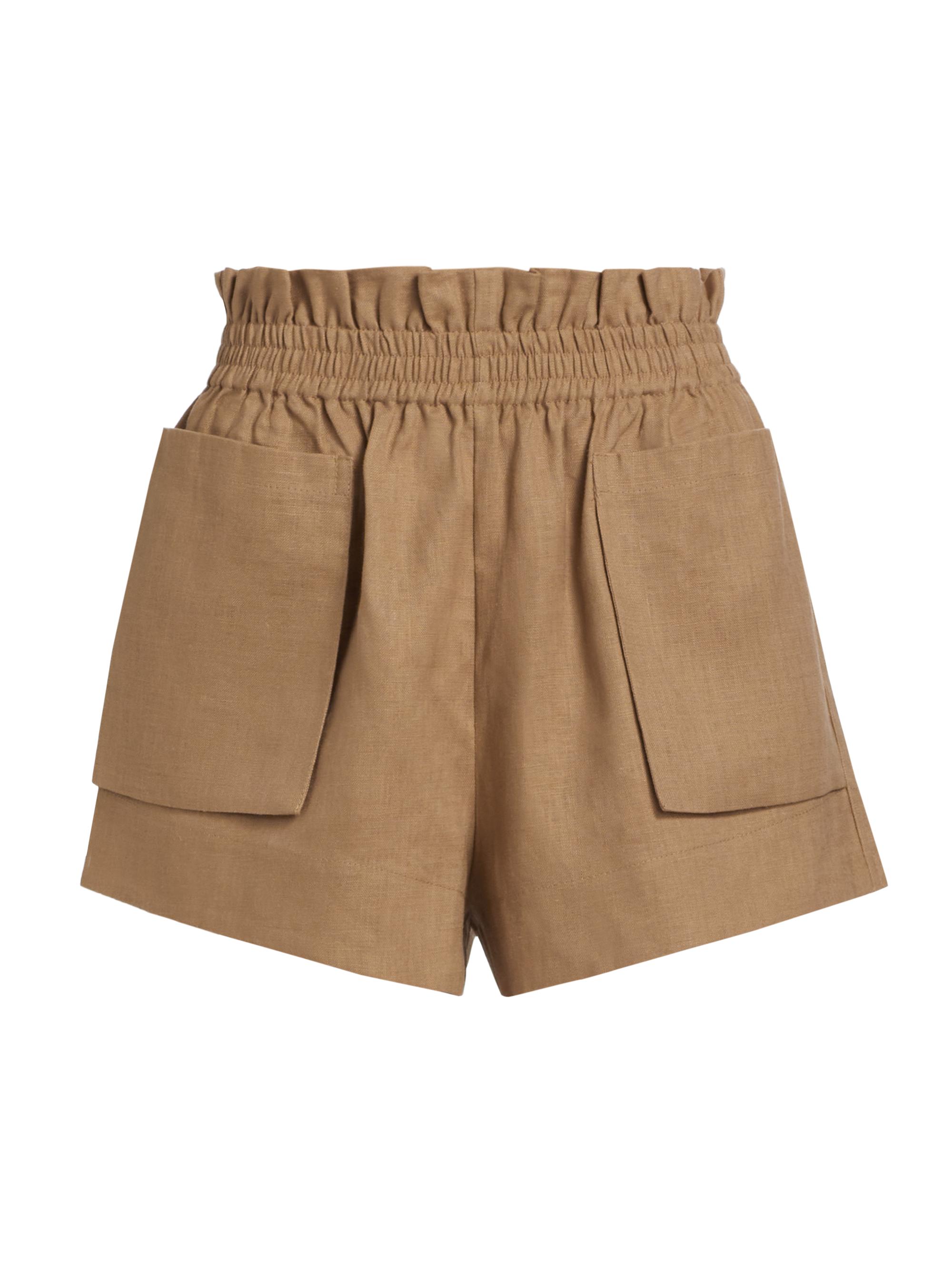 Hevron Women's Mira Elasticized Linen Shorts - Almond