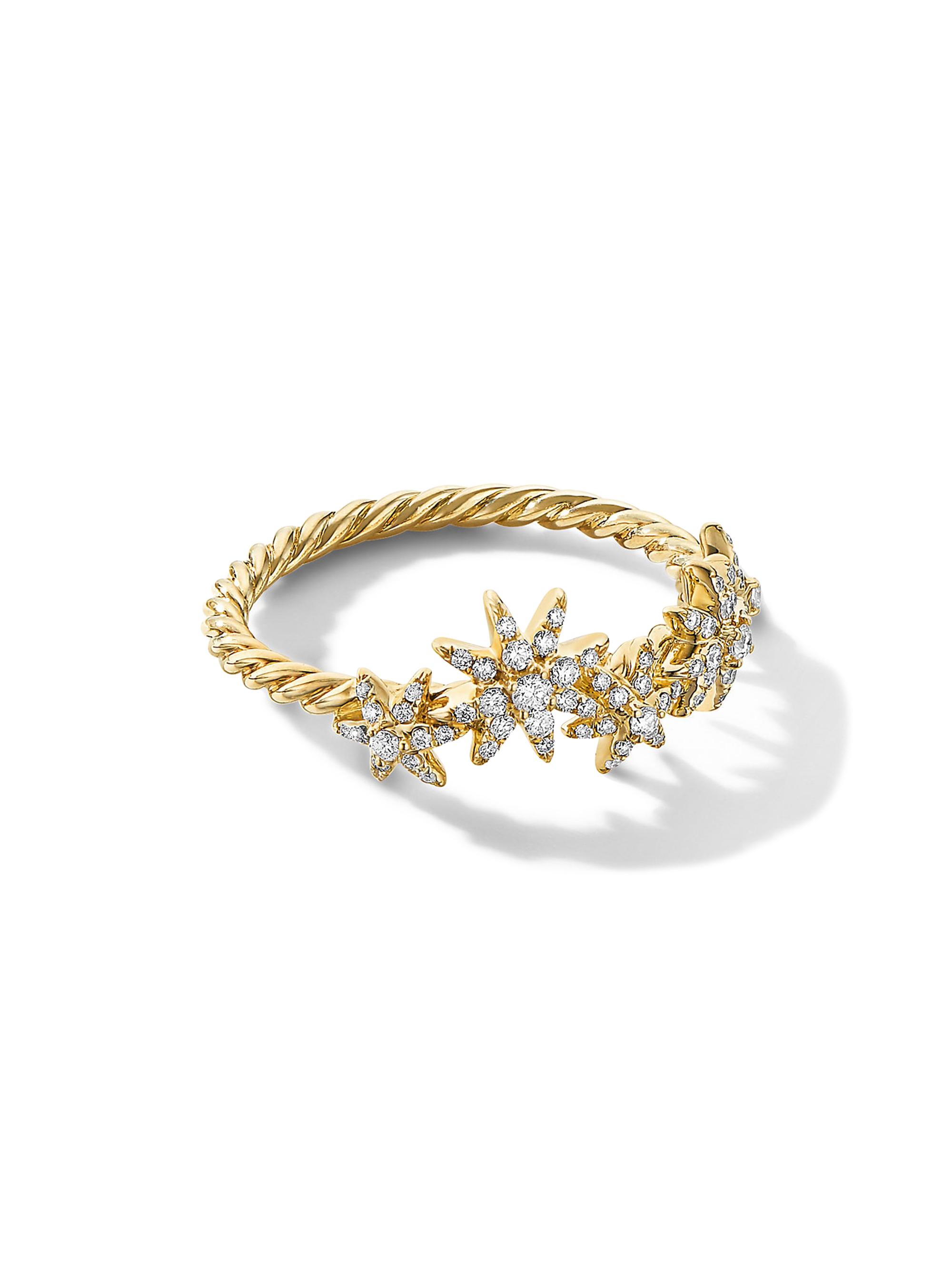 David Yurman Women's Starburst Cluster Band Ring in 18K Yellow Gold - Diamond