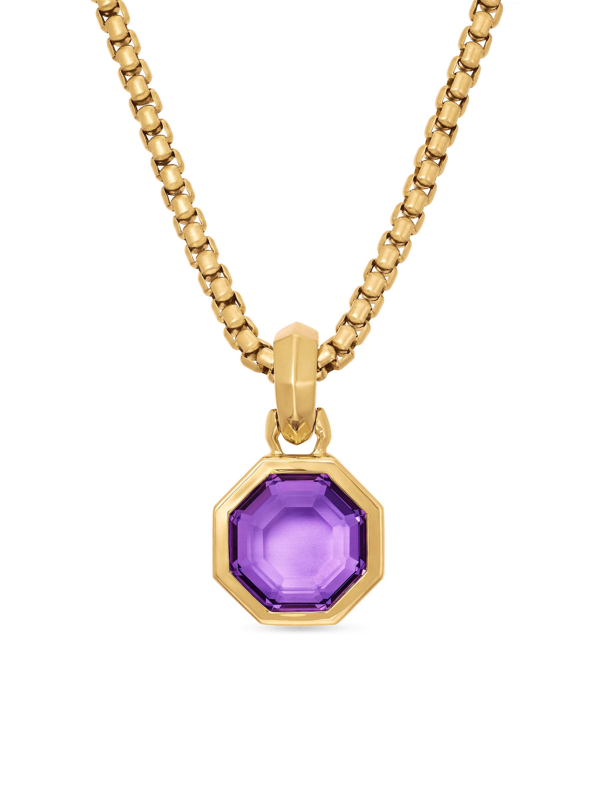 David Yurman Women's Octagon Cut Amulet in 18K Yellow Gold with Amethyst, 13MM - Amethyst