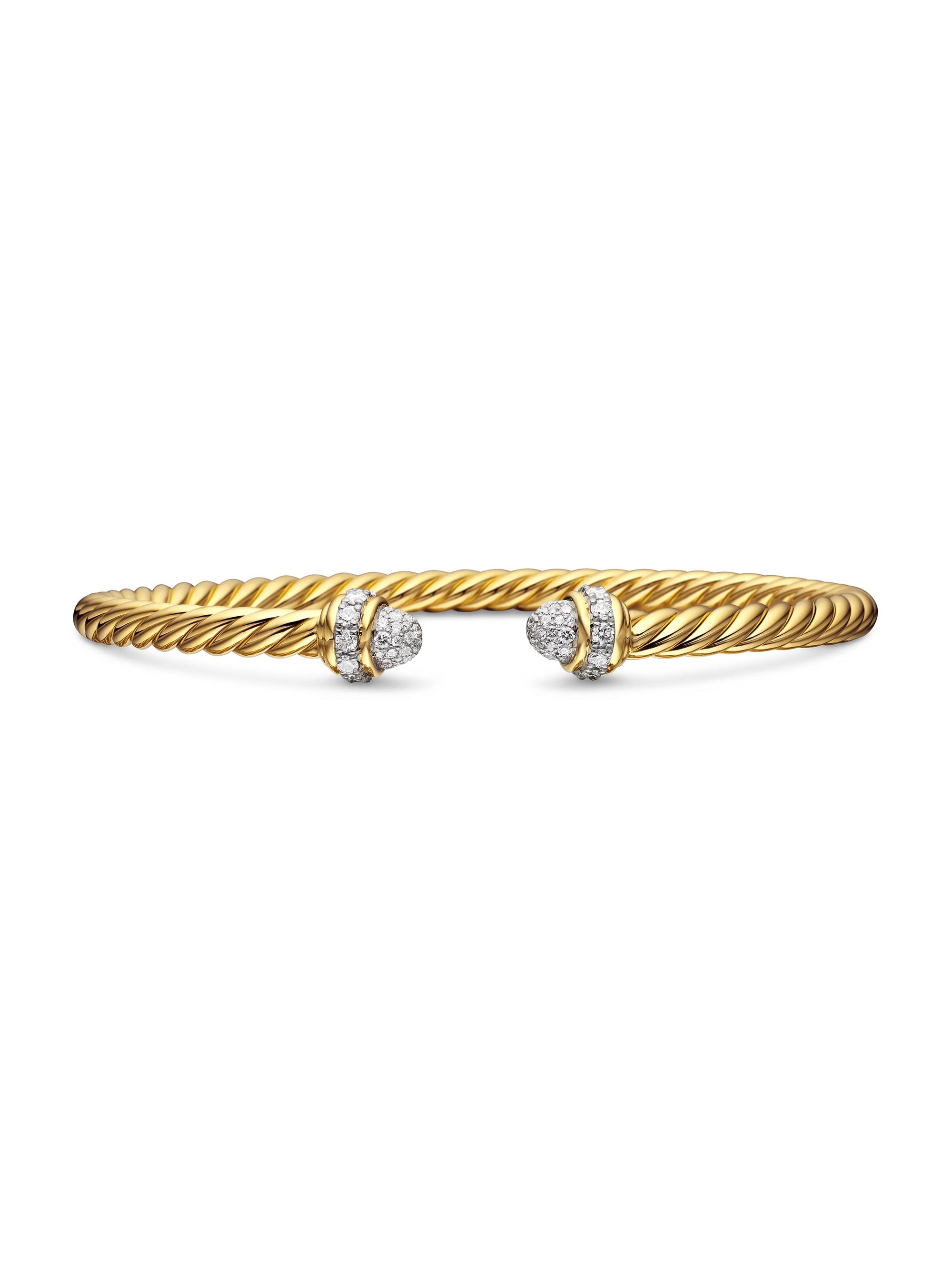 David Yurman Women's Classic Cablespira Bracelet in 18K Yellow Gold - Diamond