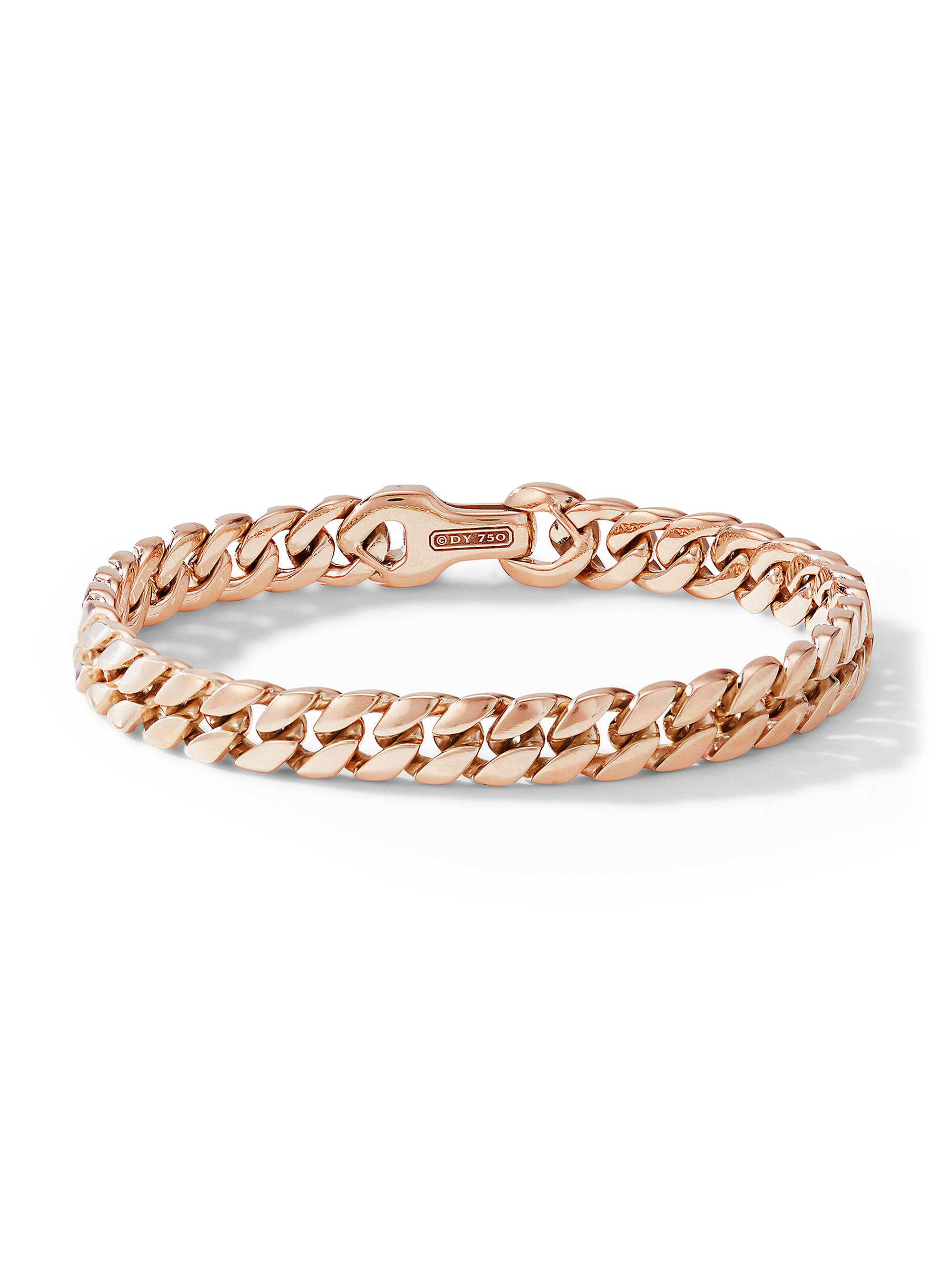 David Yurman Men's Curb Chain Bracelet in 18K Rose Gold, 8MM - Gold