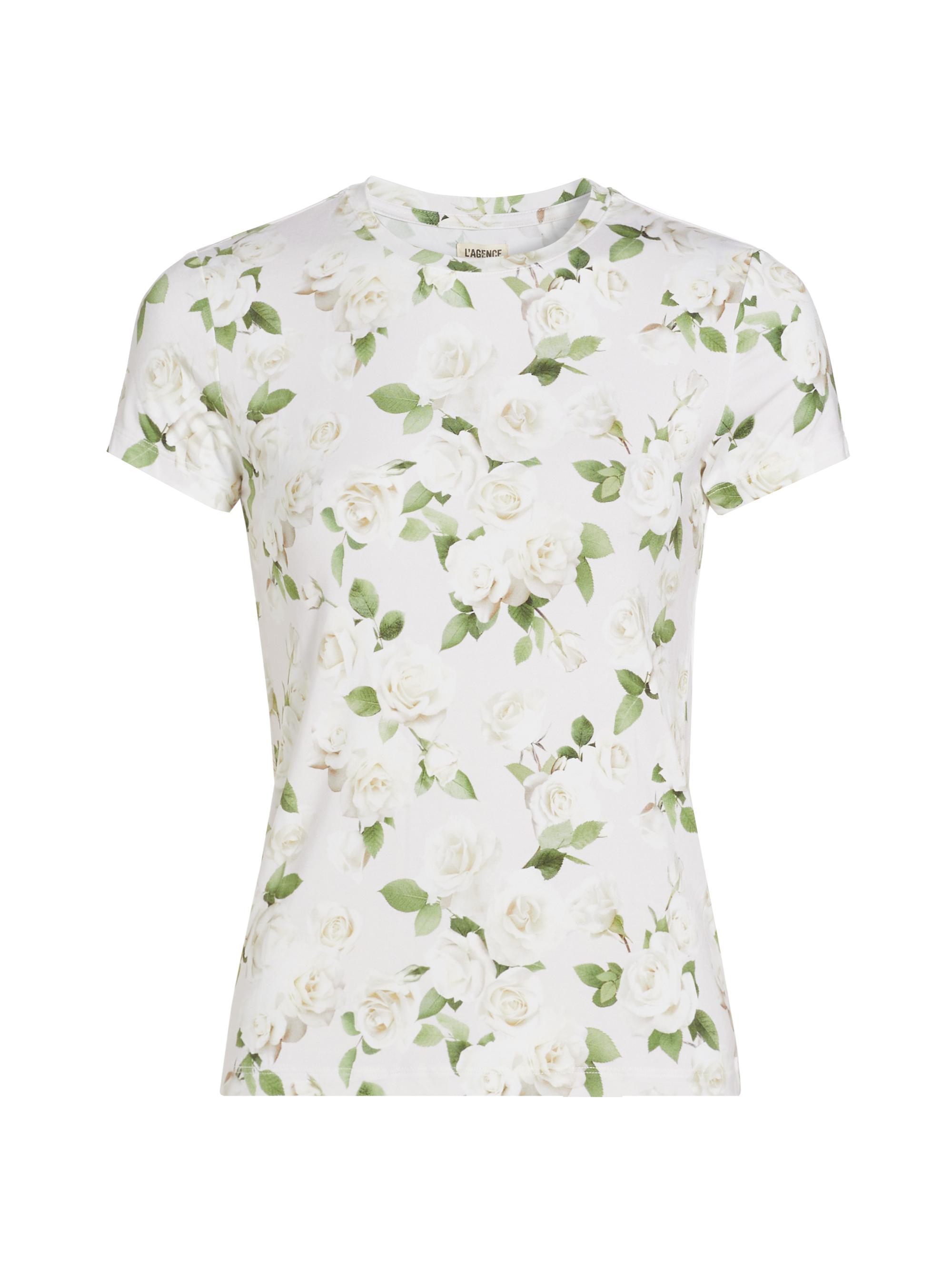 L'AGENCE Women's Ressi Floral Crewneck T-Shirt -  Soft Floral Tank