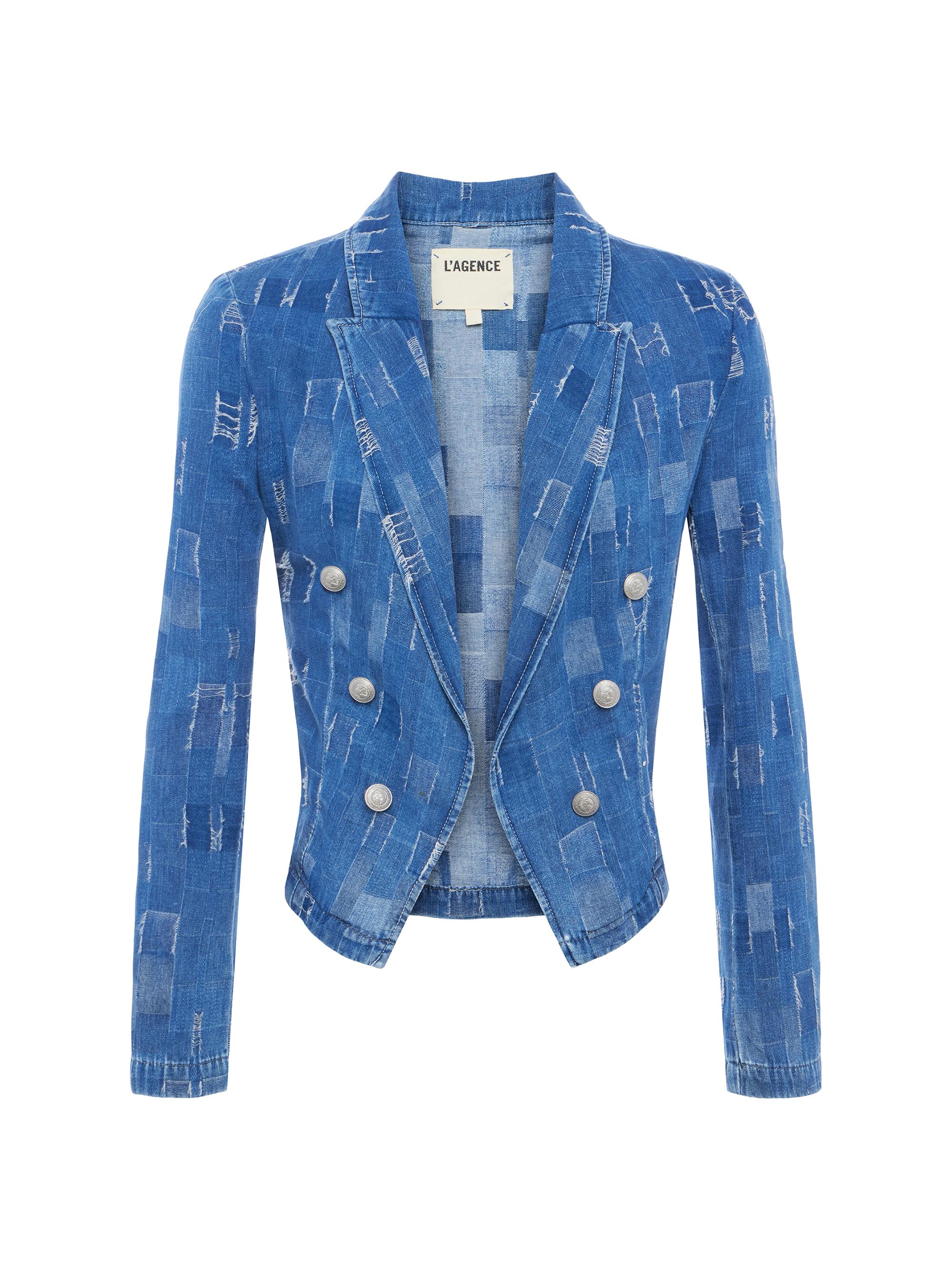 L'AGENCE Women's Wayne Patchwork Denim Crop Blazer - Tucson