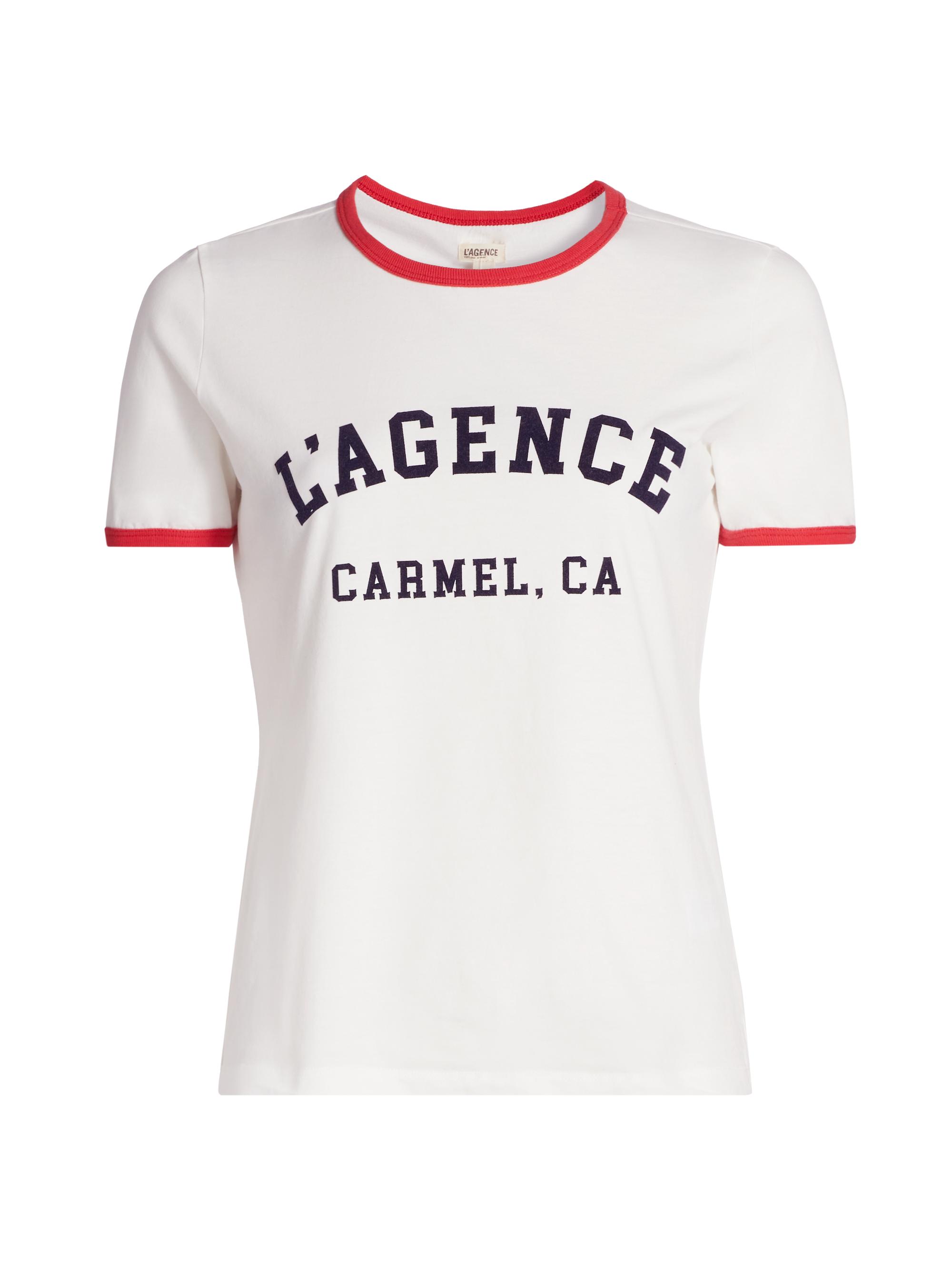 L'AGENCE Women's Tommie Logo Ringer T-Shirt - White Red