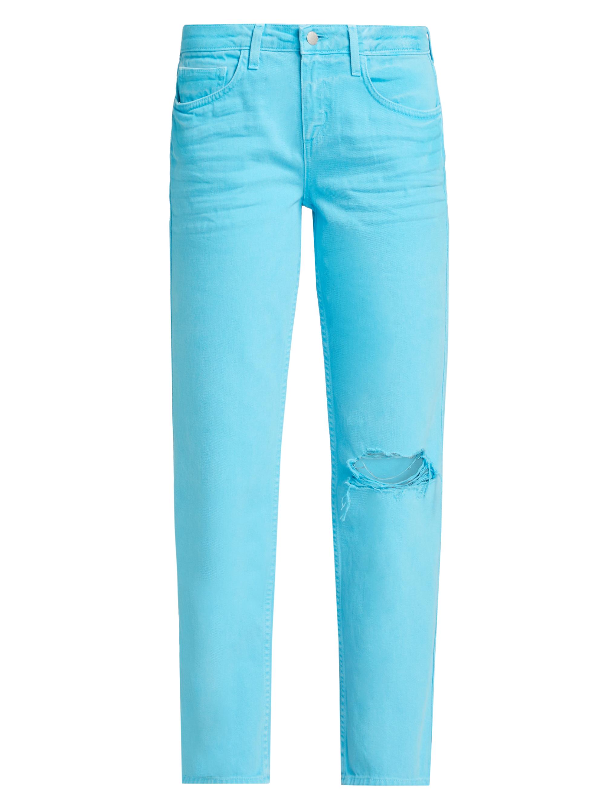 L'AGENCE Women's Nevia Low-Rise Slouch Straight Jeans - Aqua Distress Destruct