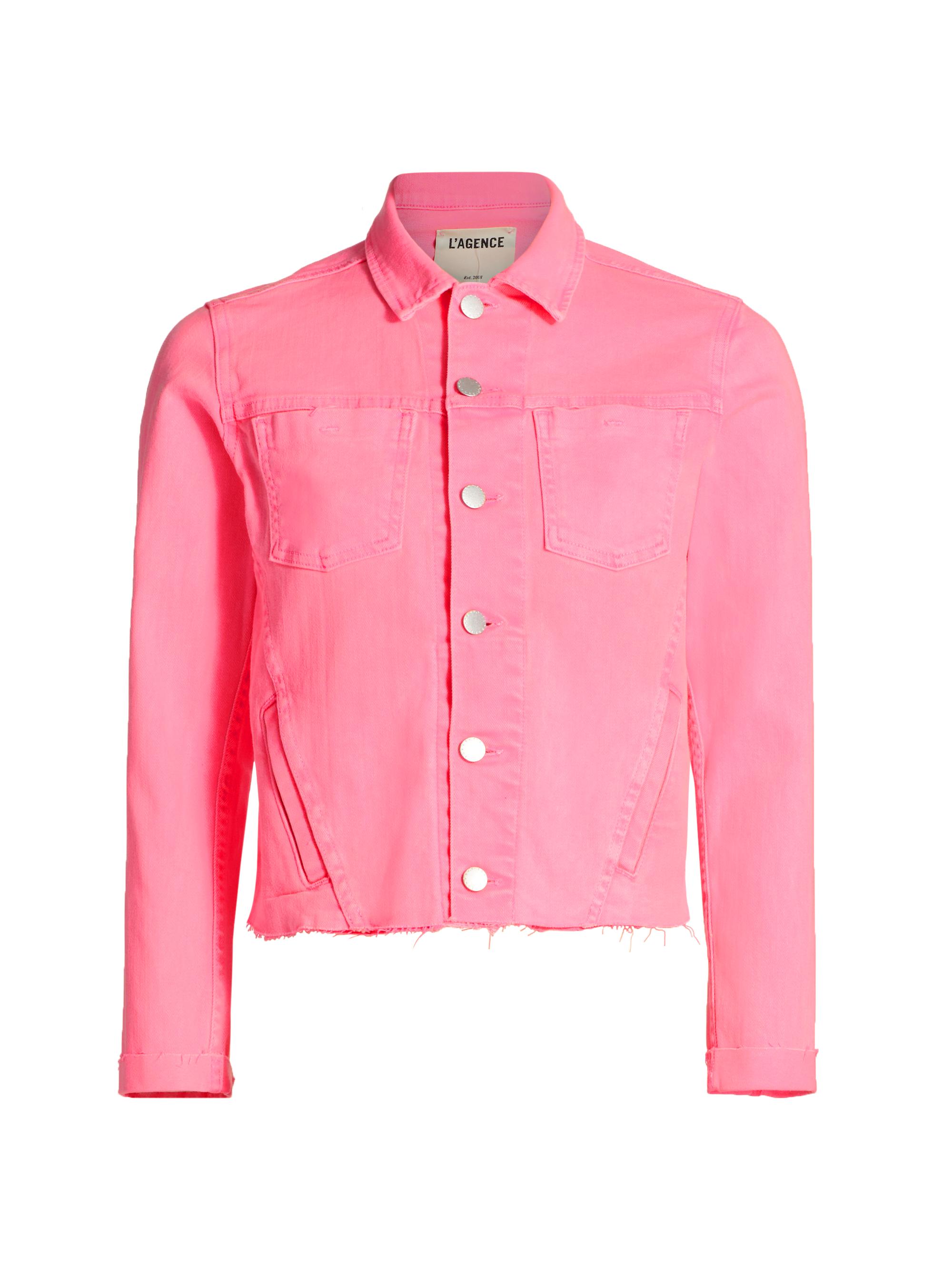 L'AGENCE Women's Janelle Slim Raw Jacket - Shocking Pink