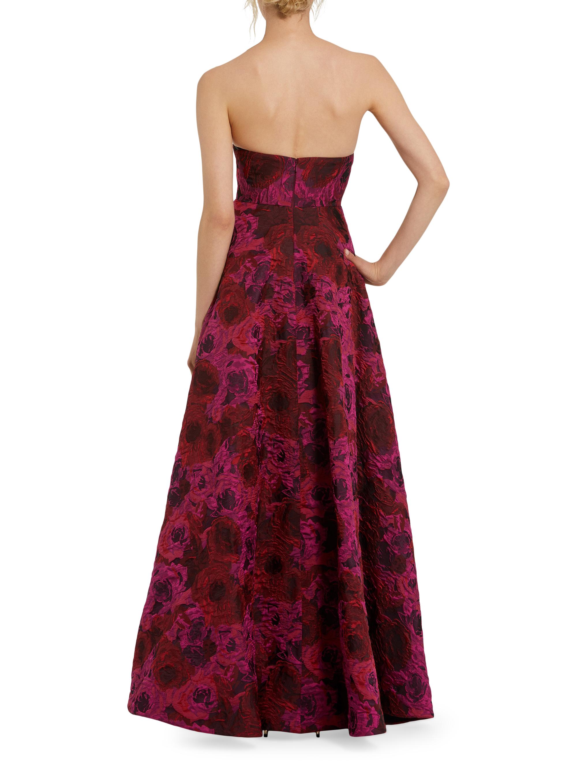 Mac Duggal Floral Brocade Strapless High-Low A-Line Gown | Saks Fifth Avenue