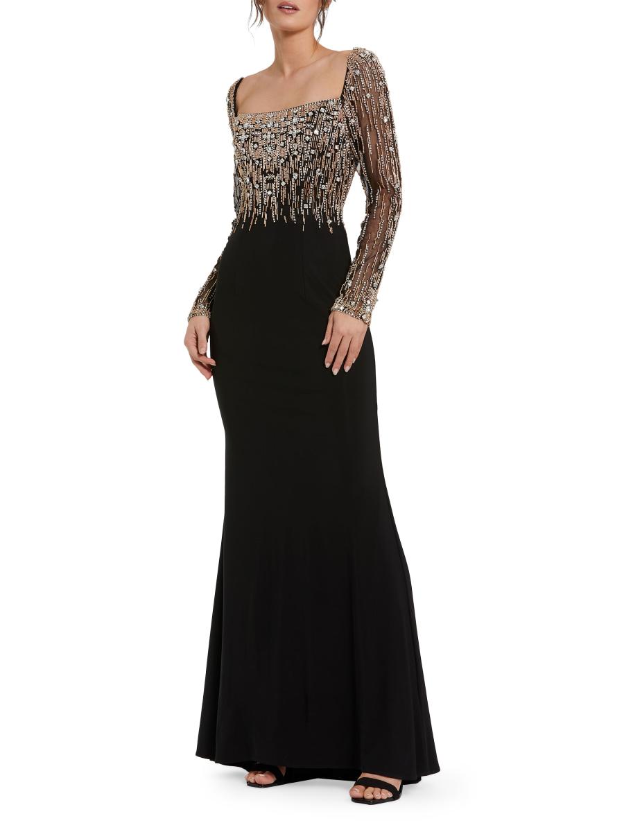 Mac Duggal Beaded Square Neck Column Gown | Saks Fifth Avenue