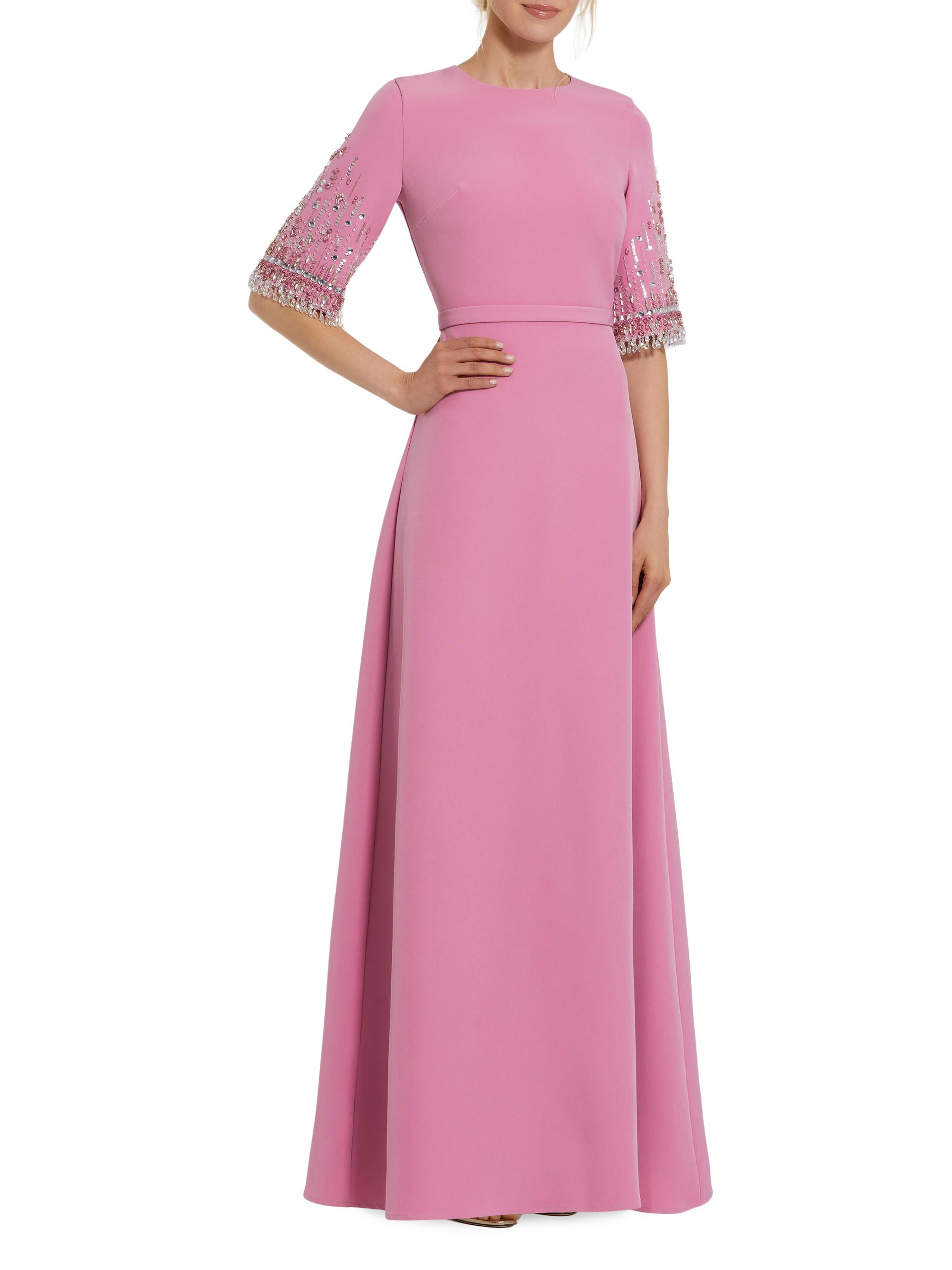 open lace back dress Party Wear Dark Pink Color Plain Long Gown With Dupatta