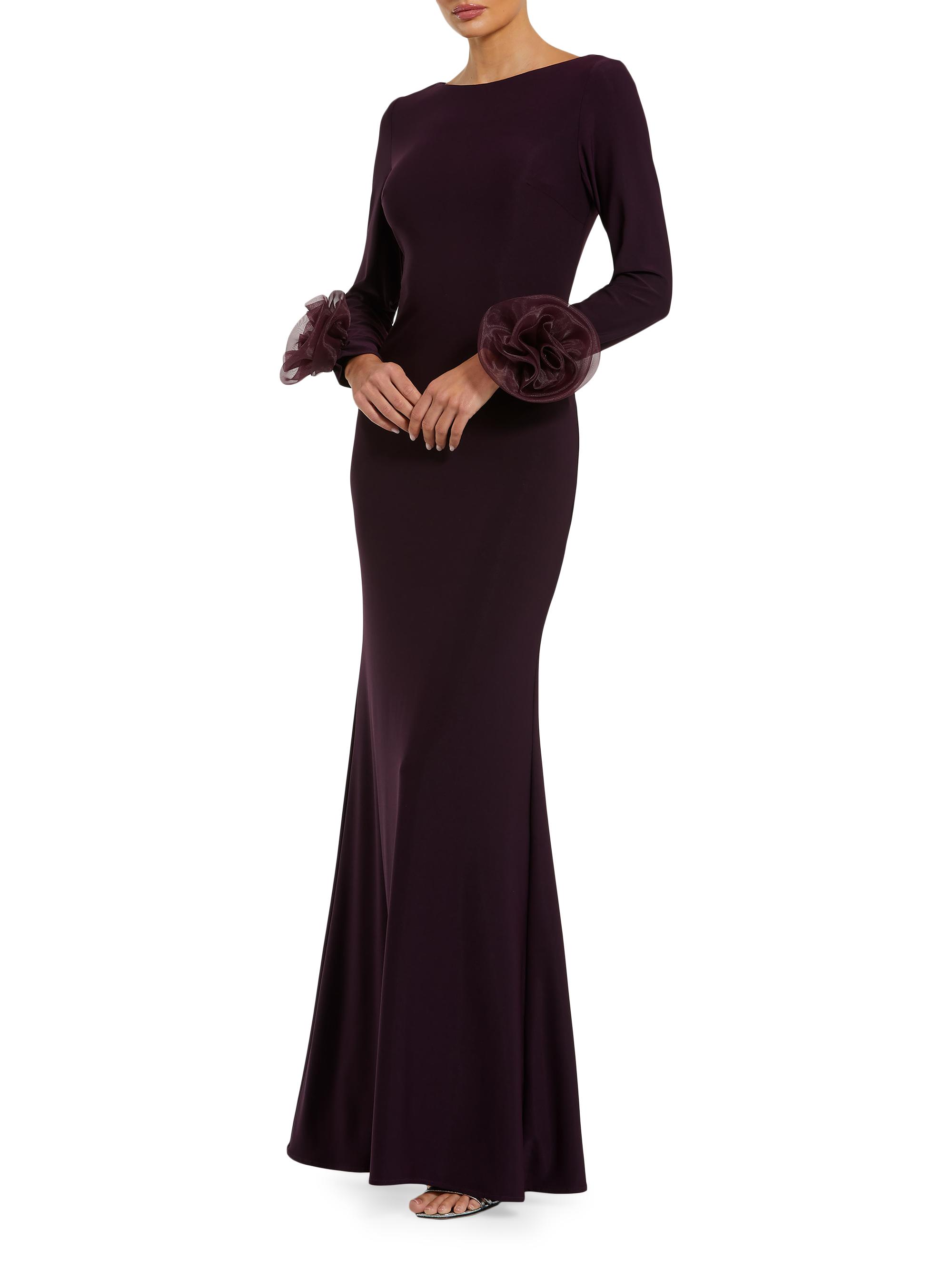 Mac Duggal Organza Rosette Long-Sleeve Gown | Saks Fifth Avenue