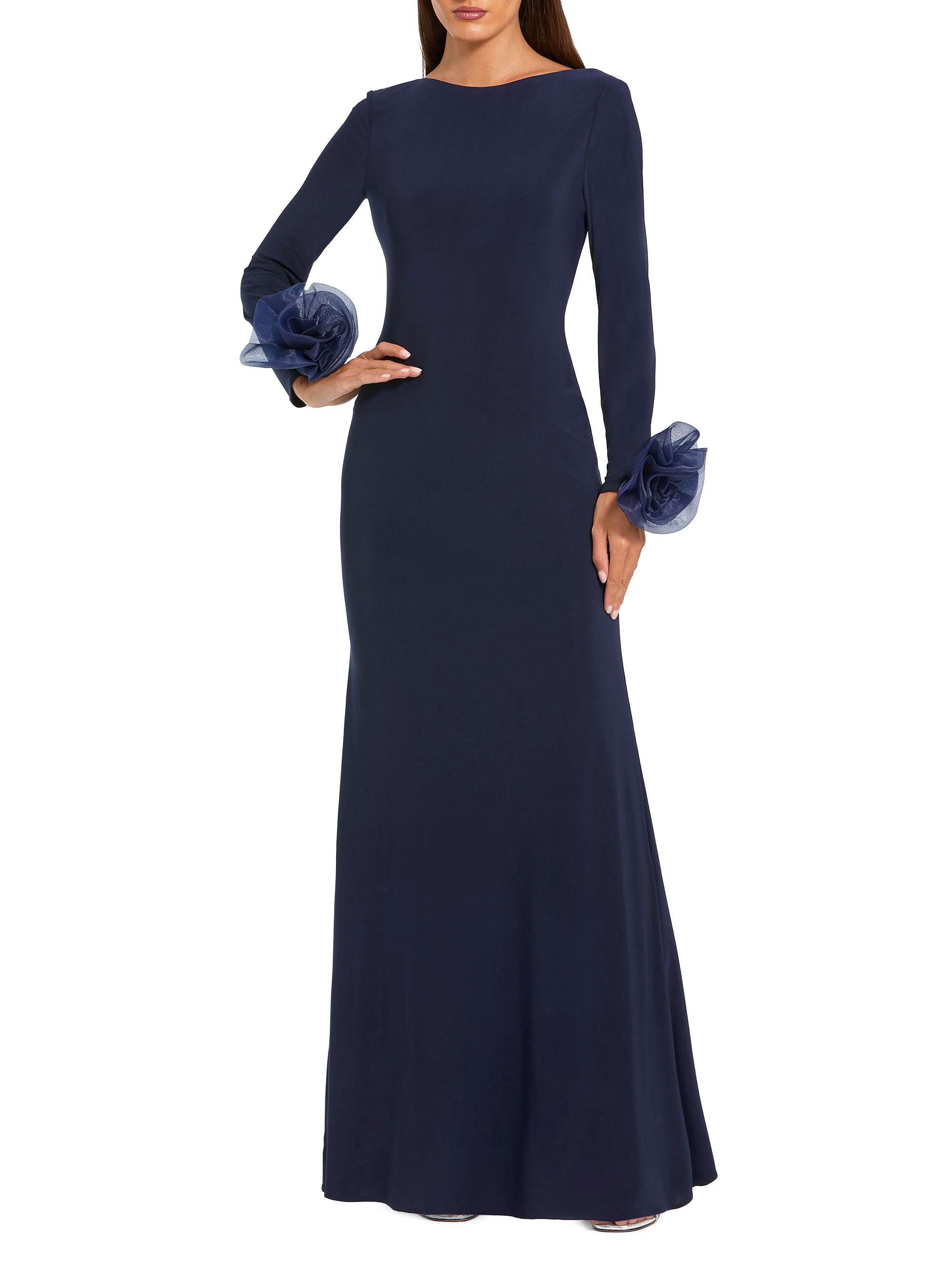 Mac Duggal Women's Organza Rosette Long-Sleeve Gown - Midnight