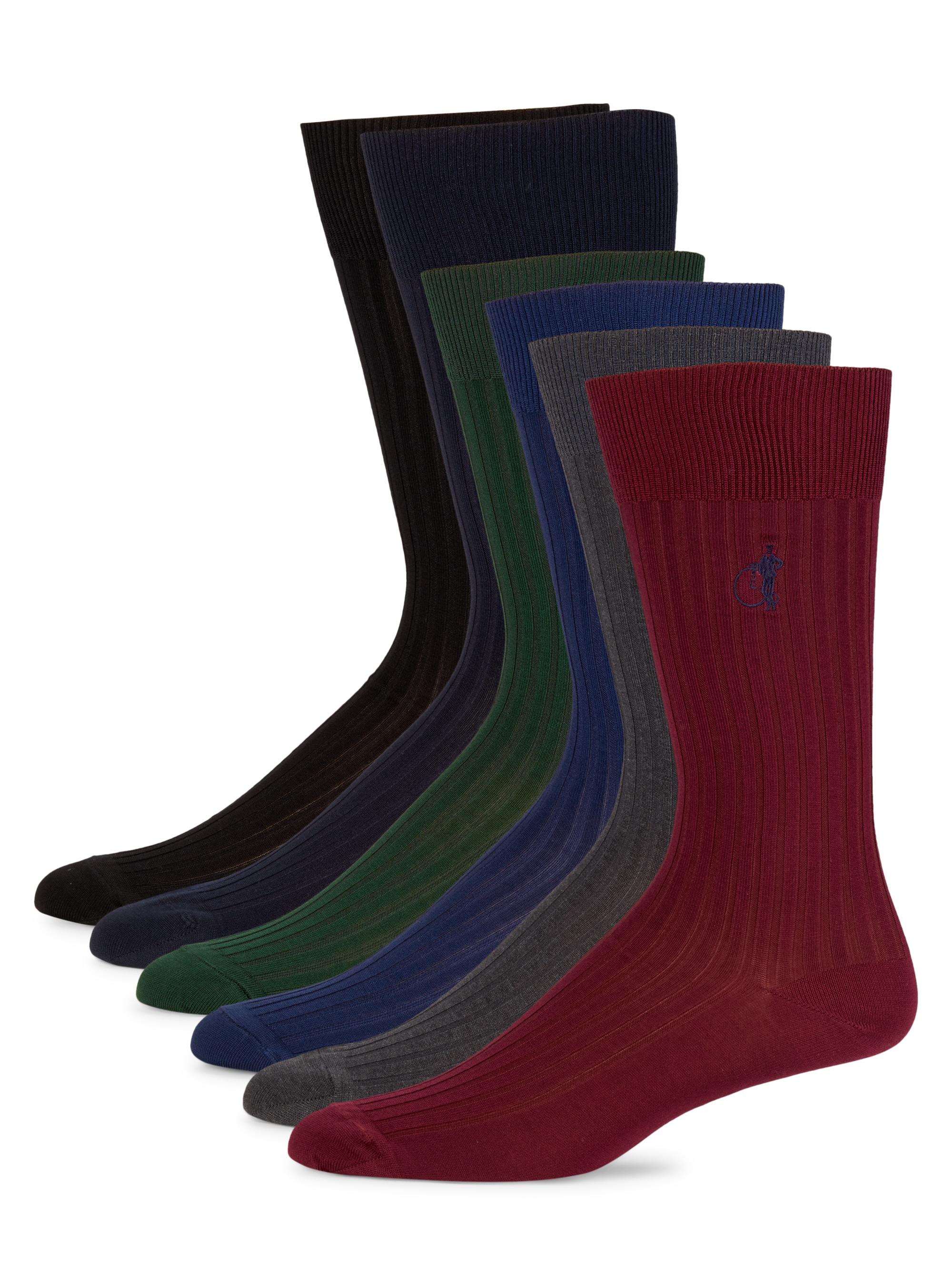 London Sock Company Men's 6-Pack Stretch Cotton-Blend Socks - Traditional