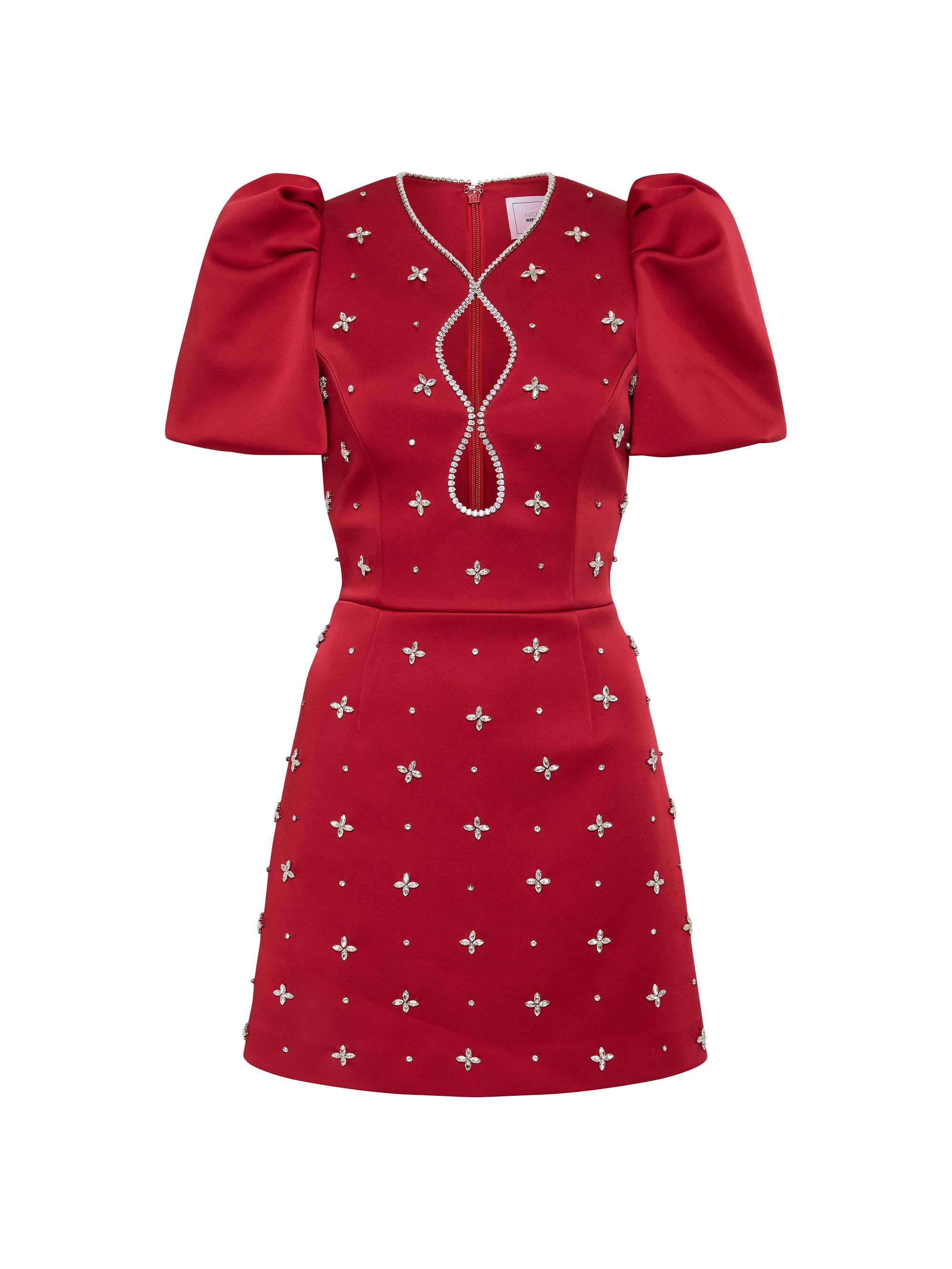 Rebecca Vallance Women's Nicky Hilton x  Carmella Embellished Puff-Sleeve Minidress - Red