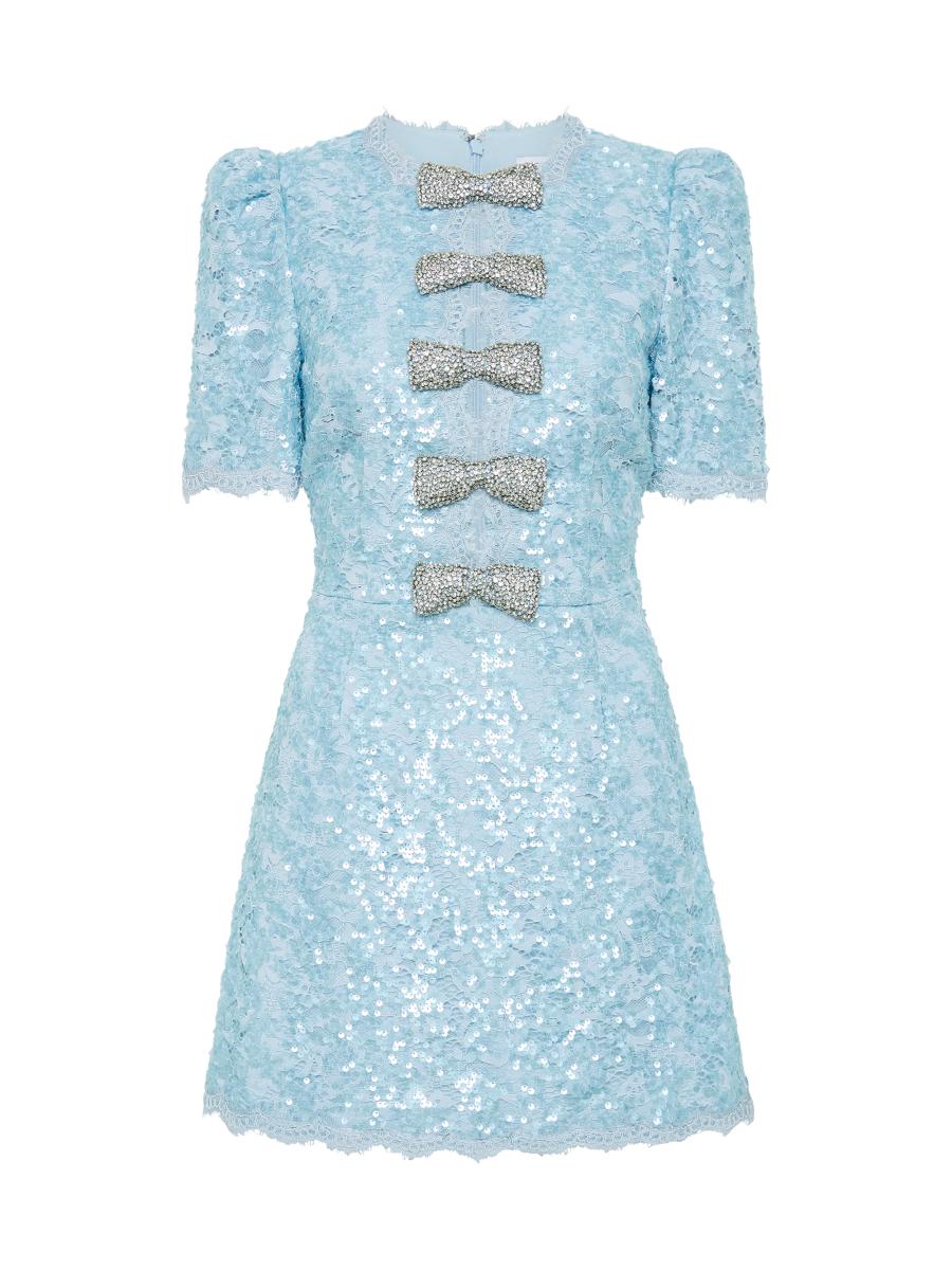 ◆関税込◆【REBECCA VALLANCEC】Gloria sequined minidress Gloria floral-appliqué sequined minidress in gold - Rebecca
