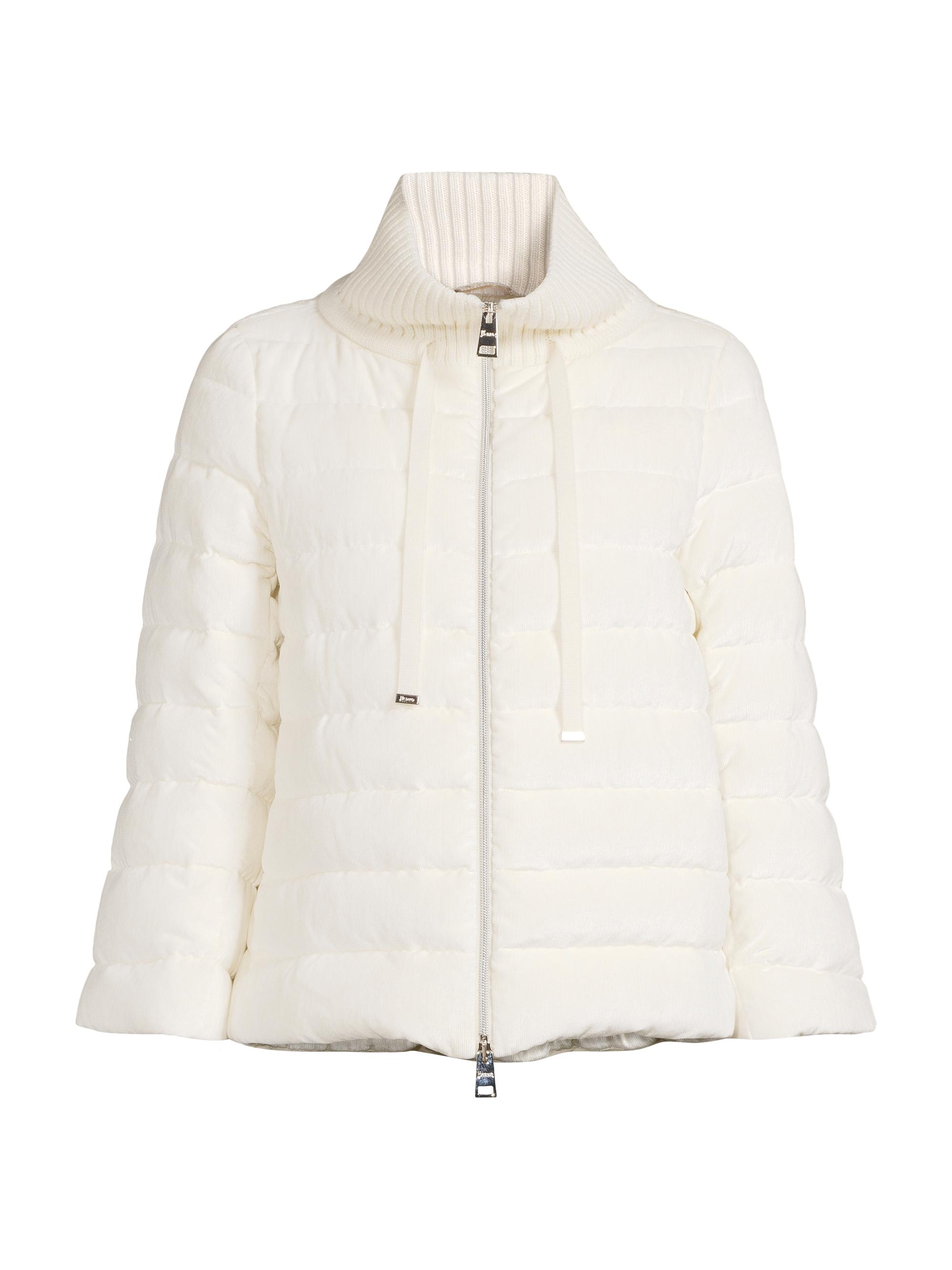 Herno Women's Quilted Down Velvet Bomber Jacket - White