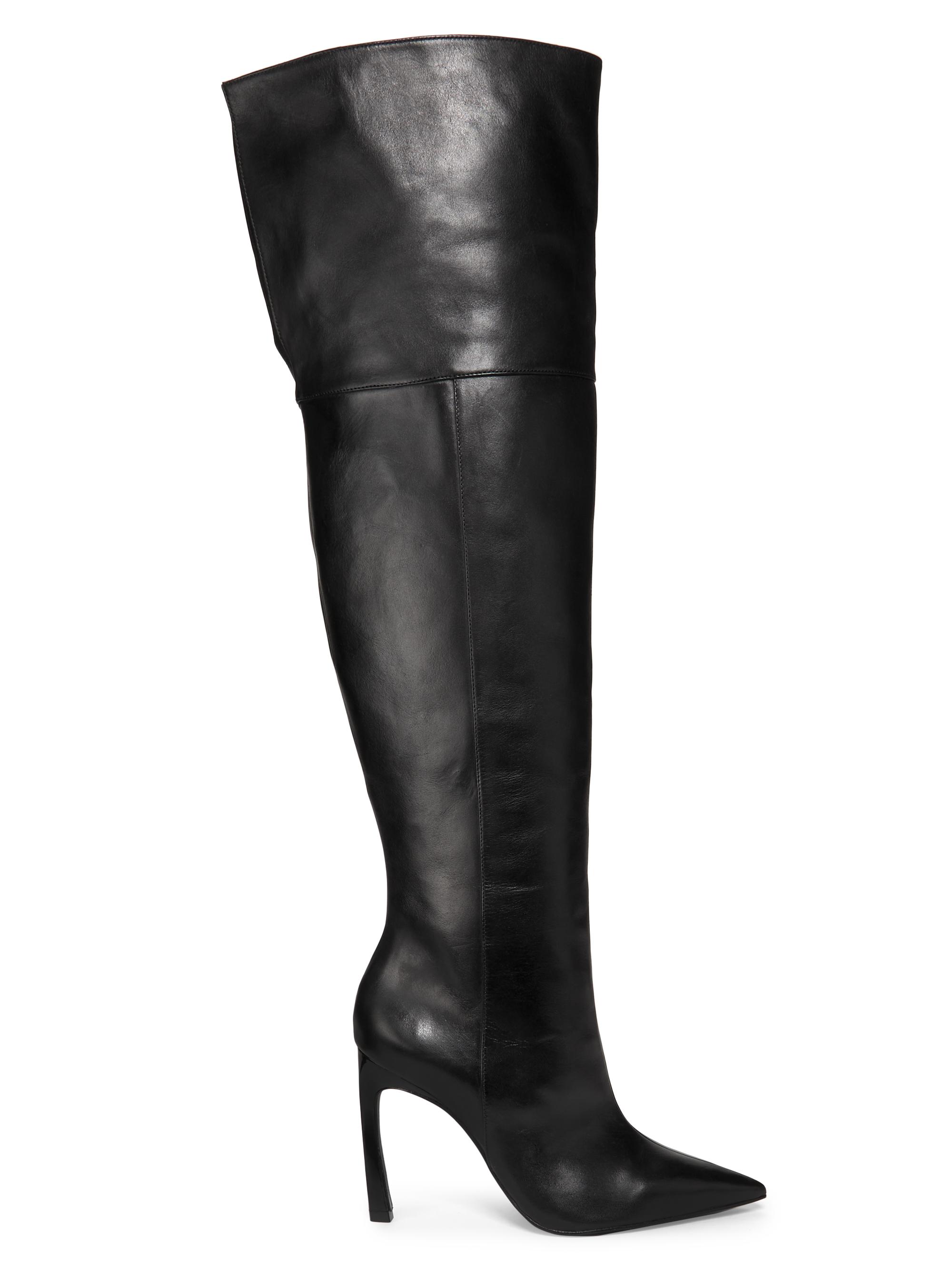 Schutz Women's Cate 100MM Leather Over-The-Knee Boots - Black