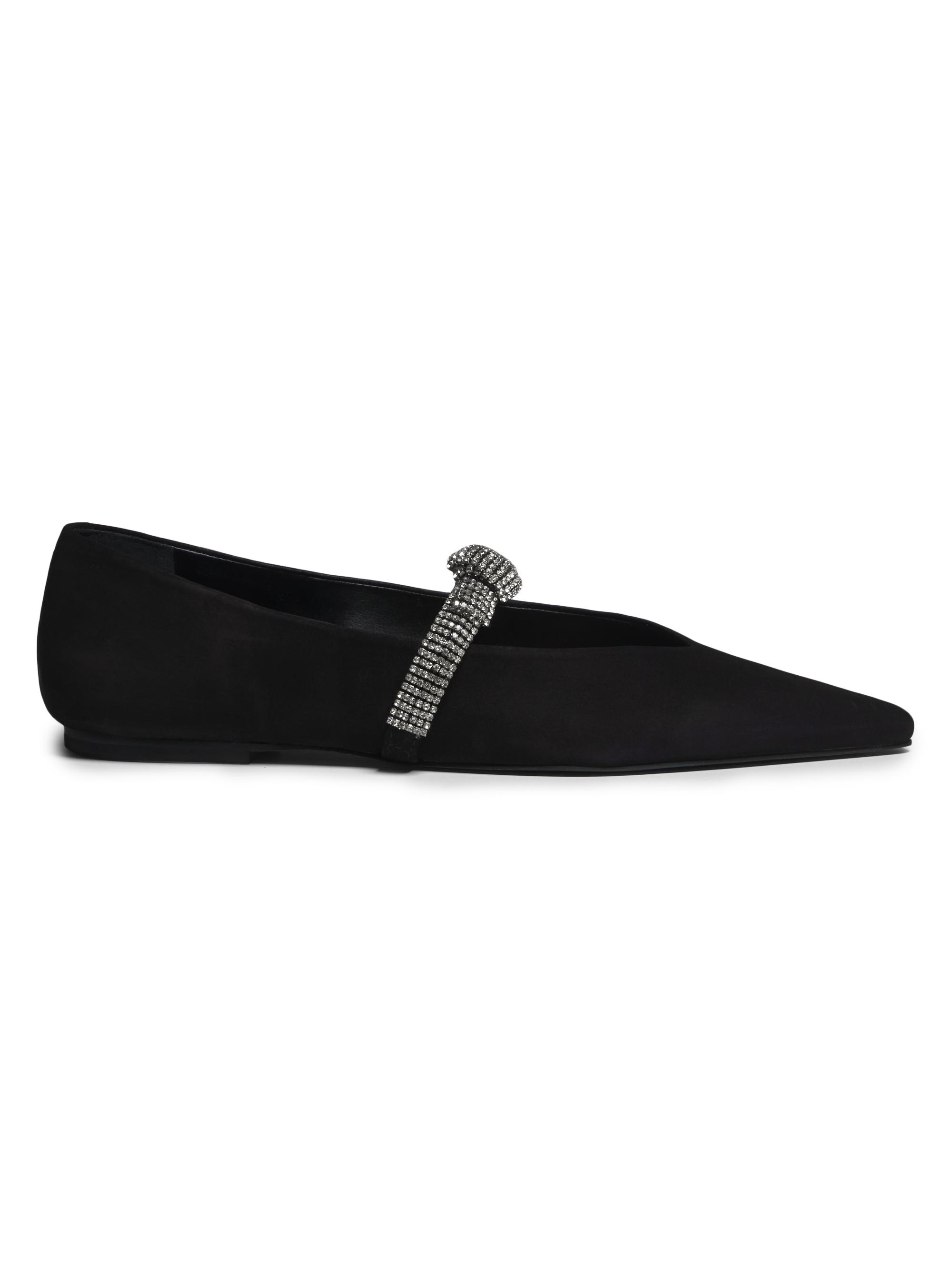 Schutz Women's Pearl Leather Pointed Ballet Flats - Black