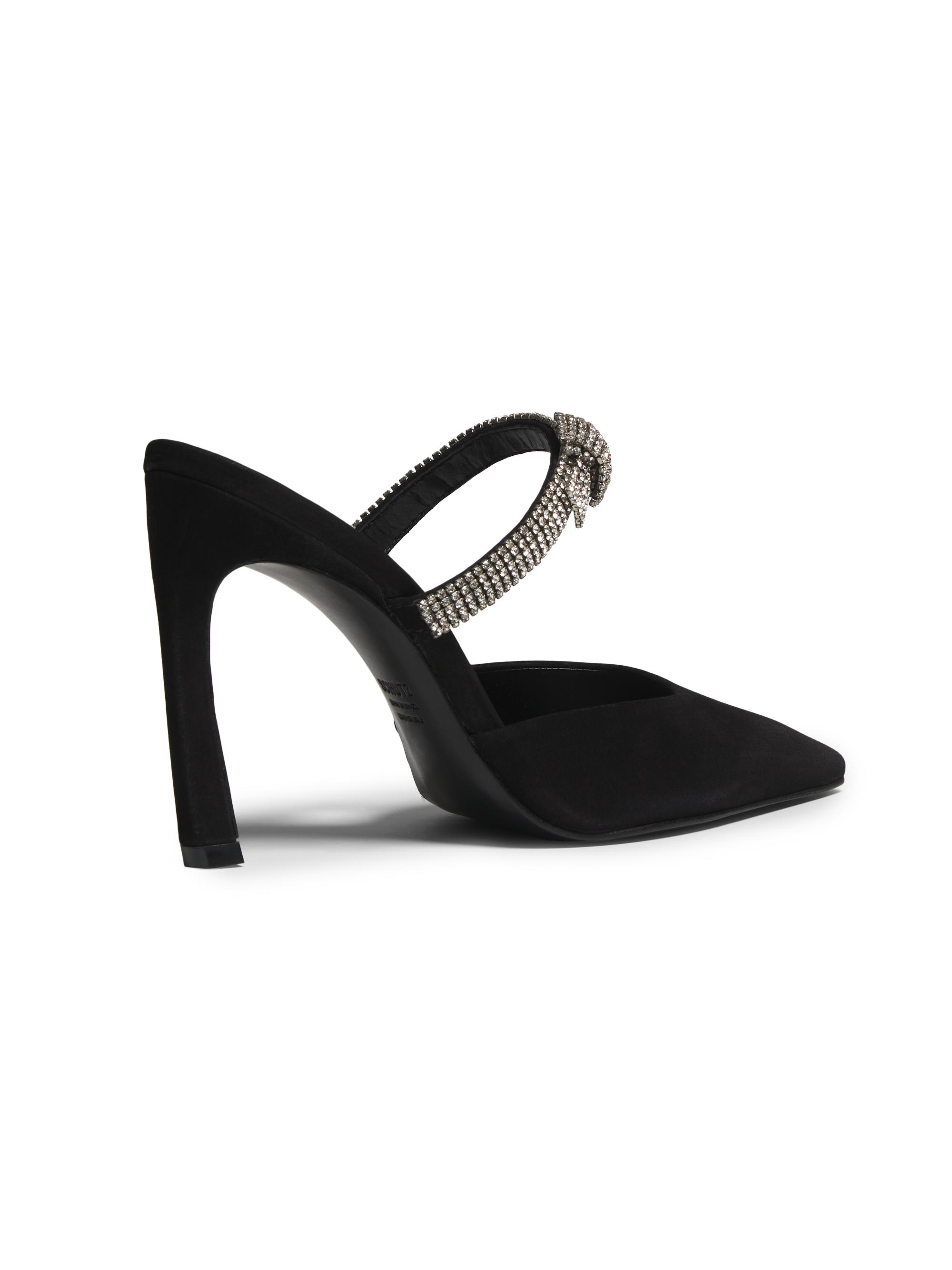 Schutz Pearl Curve 100MM Crystal-Embellished Nubuck Mules | Saks