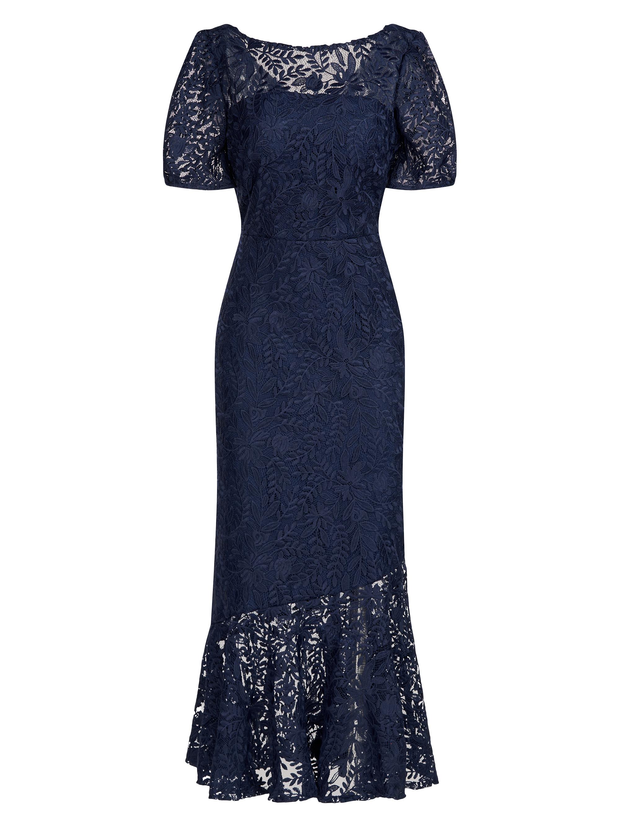 Kay Unger Women's Portia Floral Lace Midi-Dress - Midnight