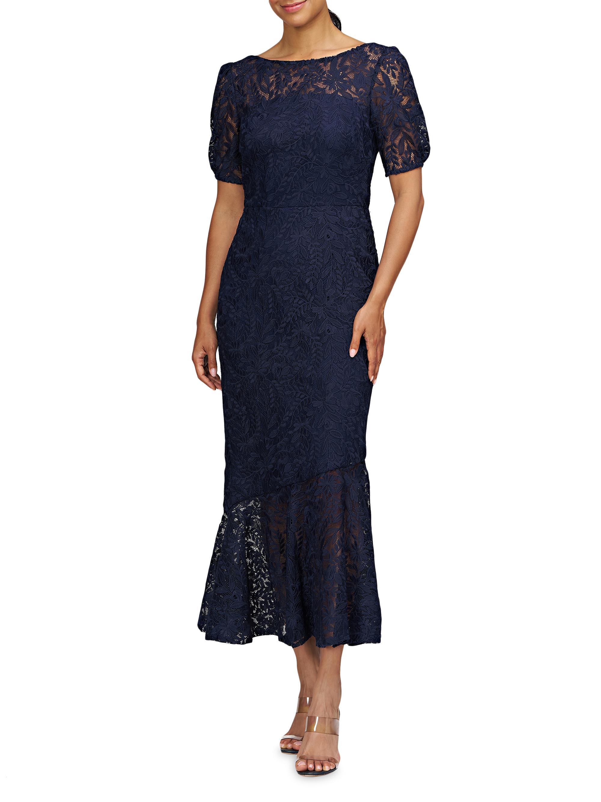 kay unger floral lace midi dress Kay Unger Portia Tea-Length Dress