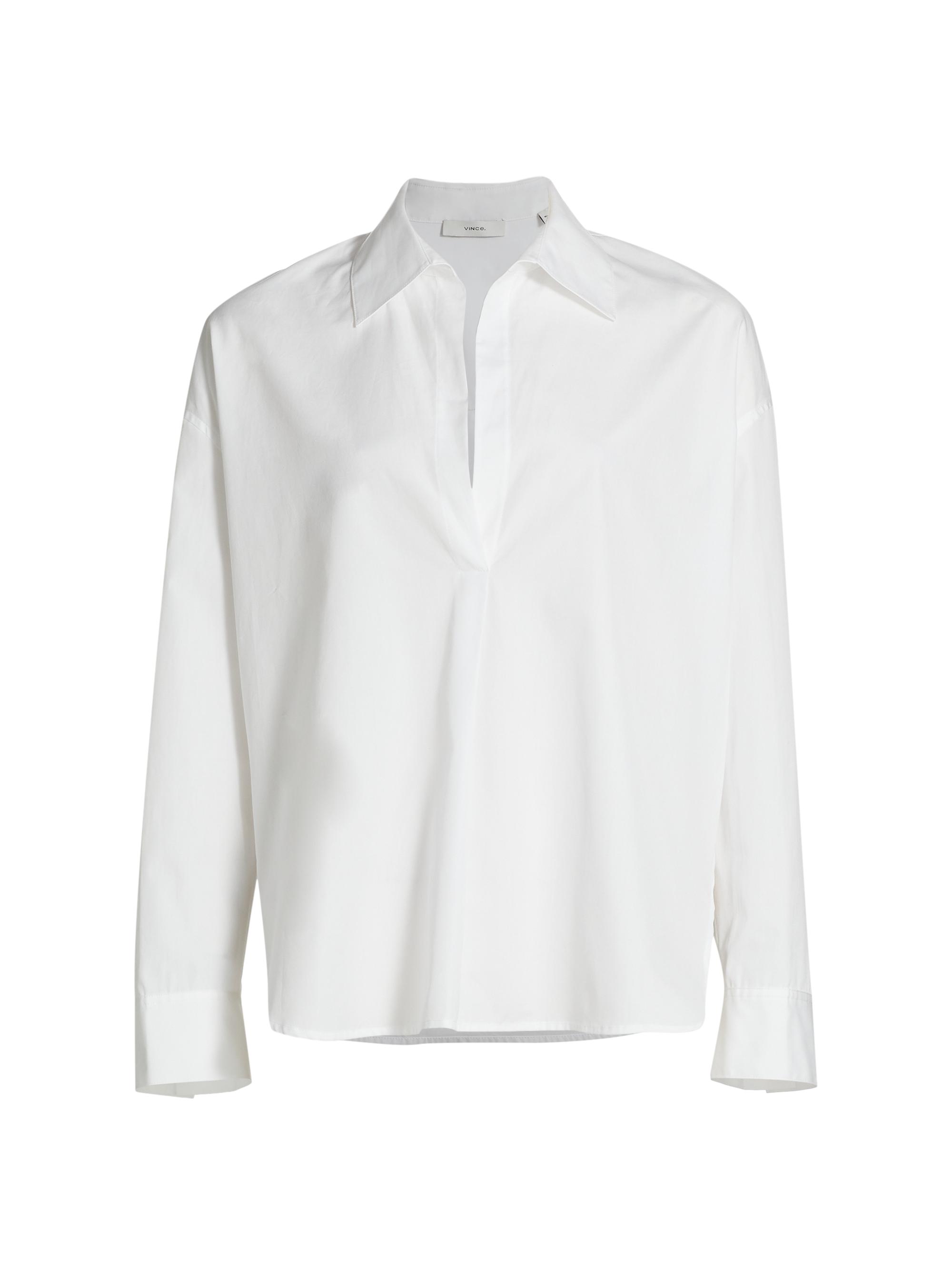 Vince Women's Half Placket Cotton Shirt - Optic White