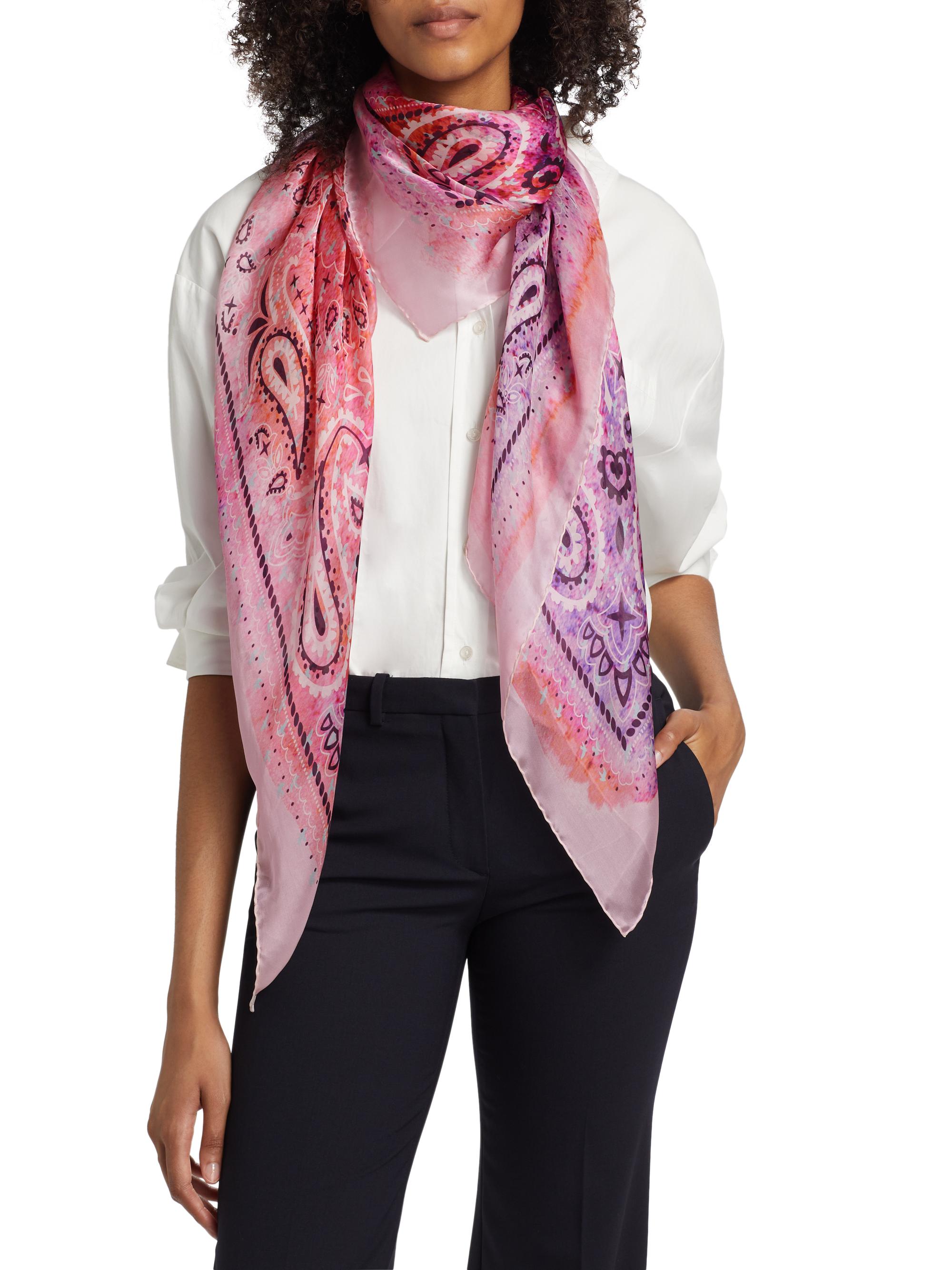 Jane Carr Women's The Mistral Paisley Silk Scarf - Foxglove