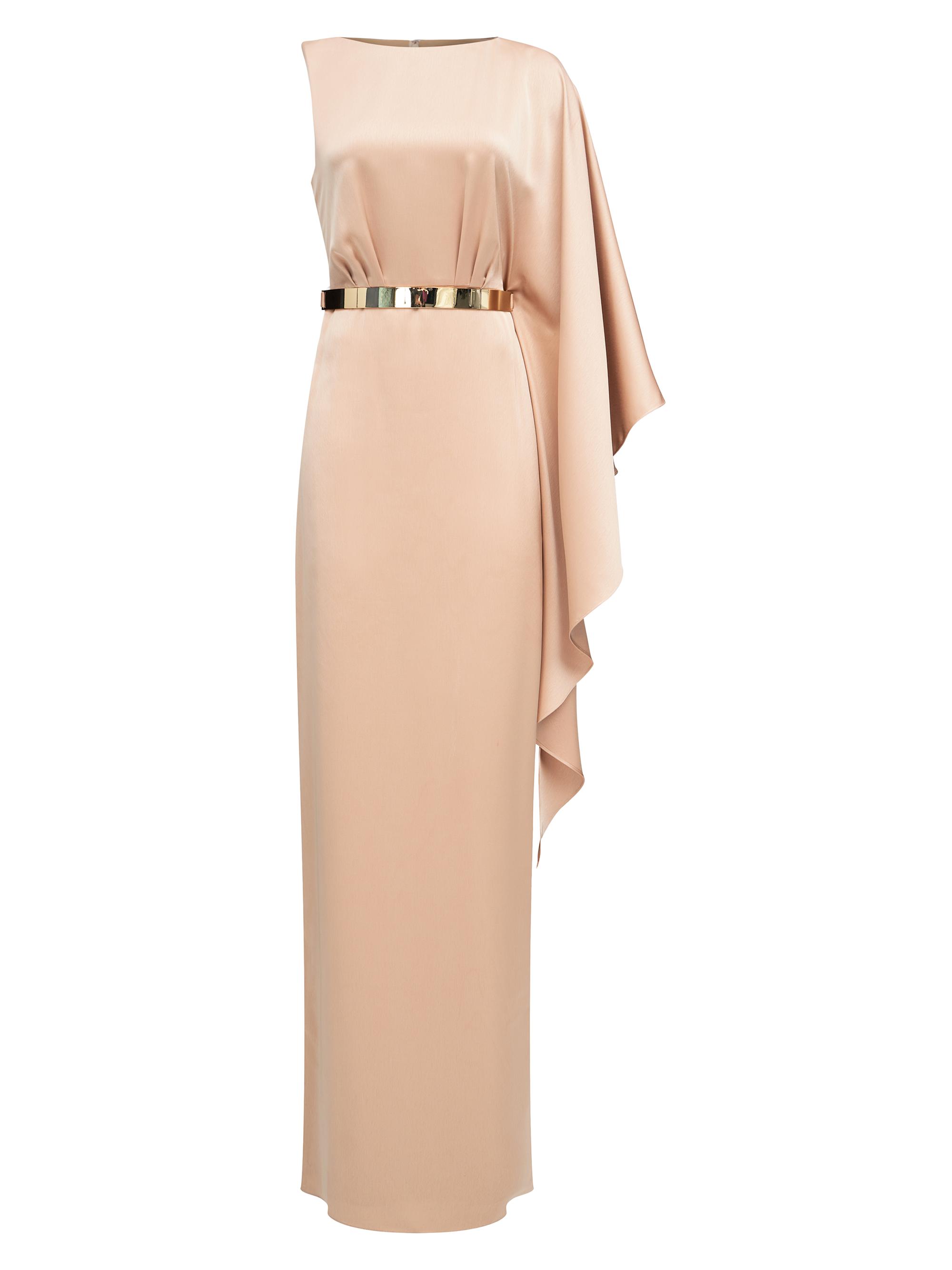 Halston Women's Rhiannon Satin One-Shoulder Gown - Tan Beige