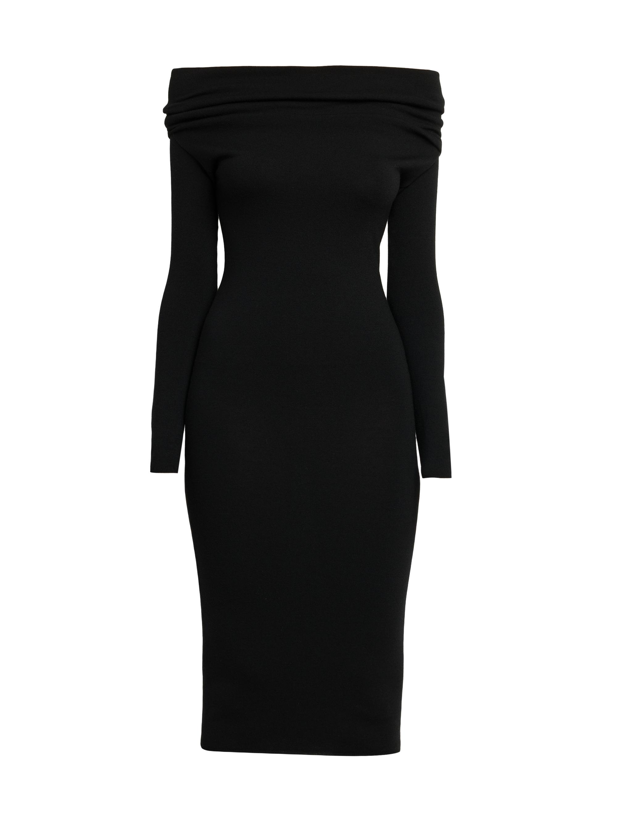 Armarium Women's Debra Merino Wool Off-the-Shoulder Midi-Dress - Black